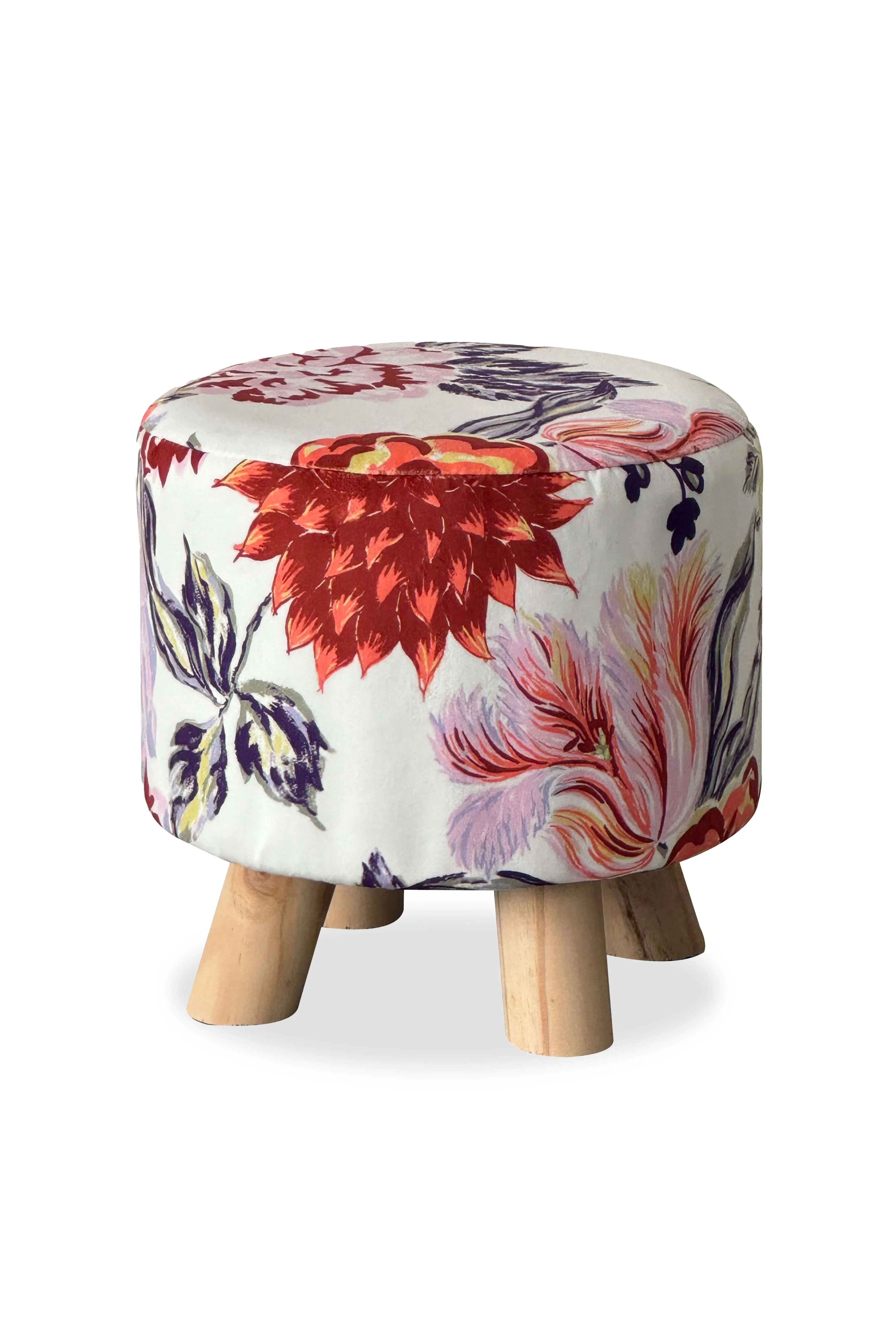 Floral Velour Footstool
