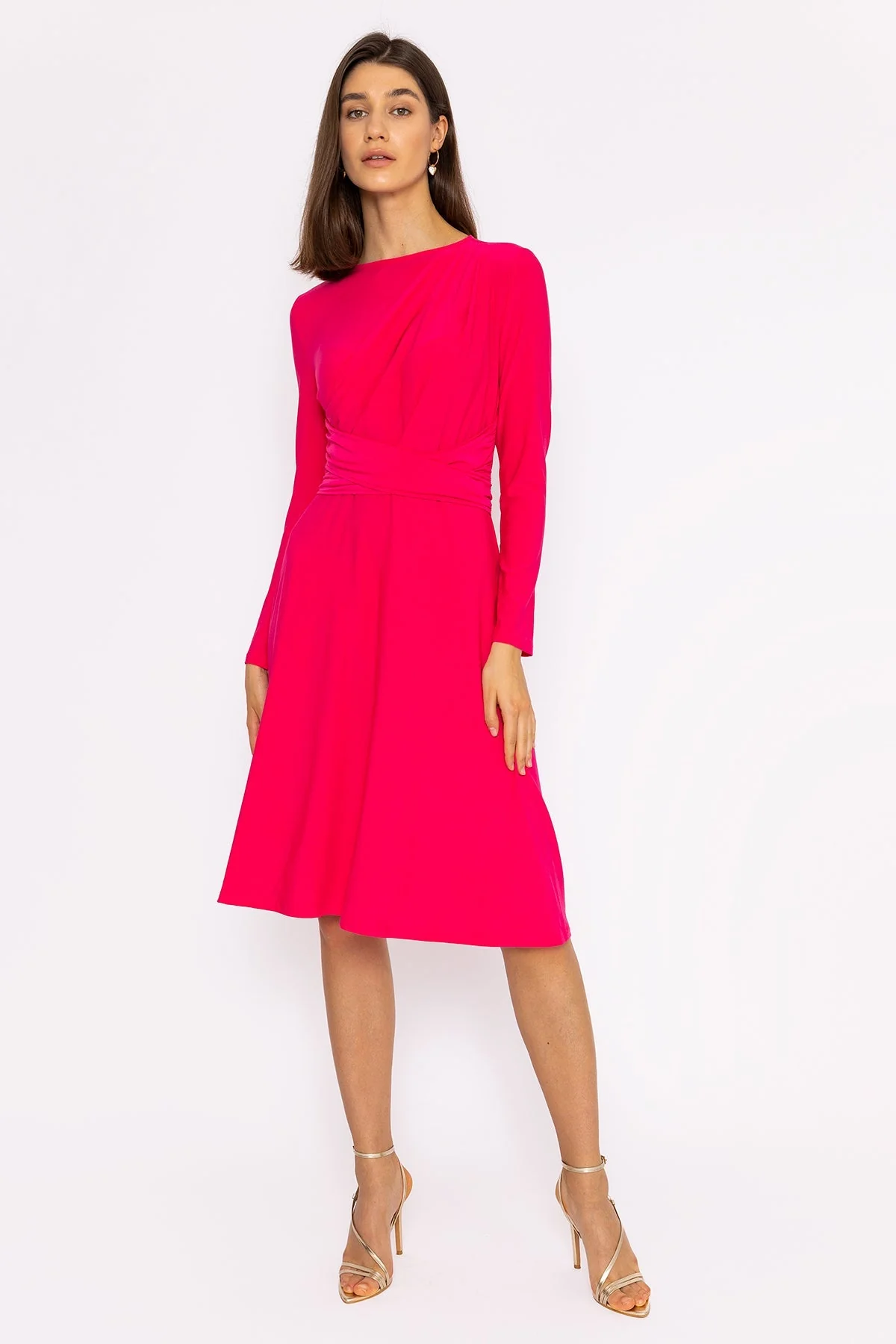 Cathy Midi Dress in Fuchsia