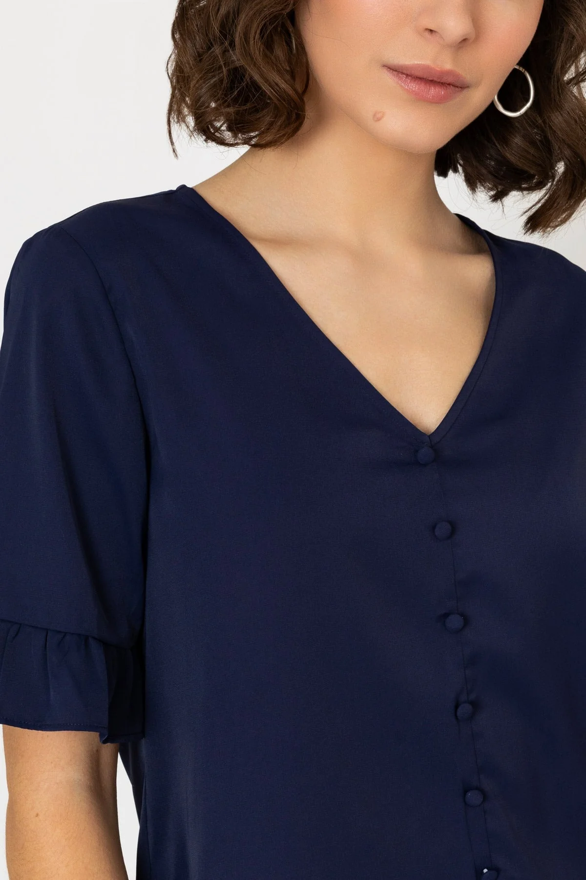 Button Blouse in Navy