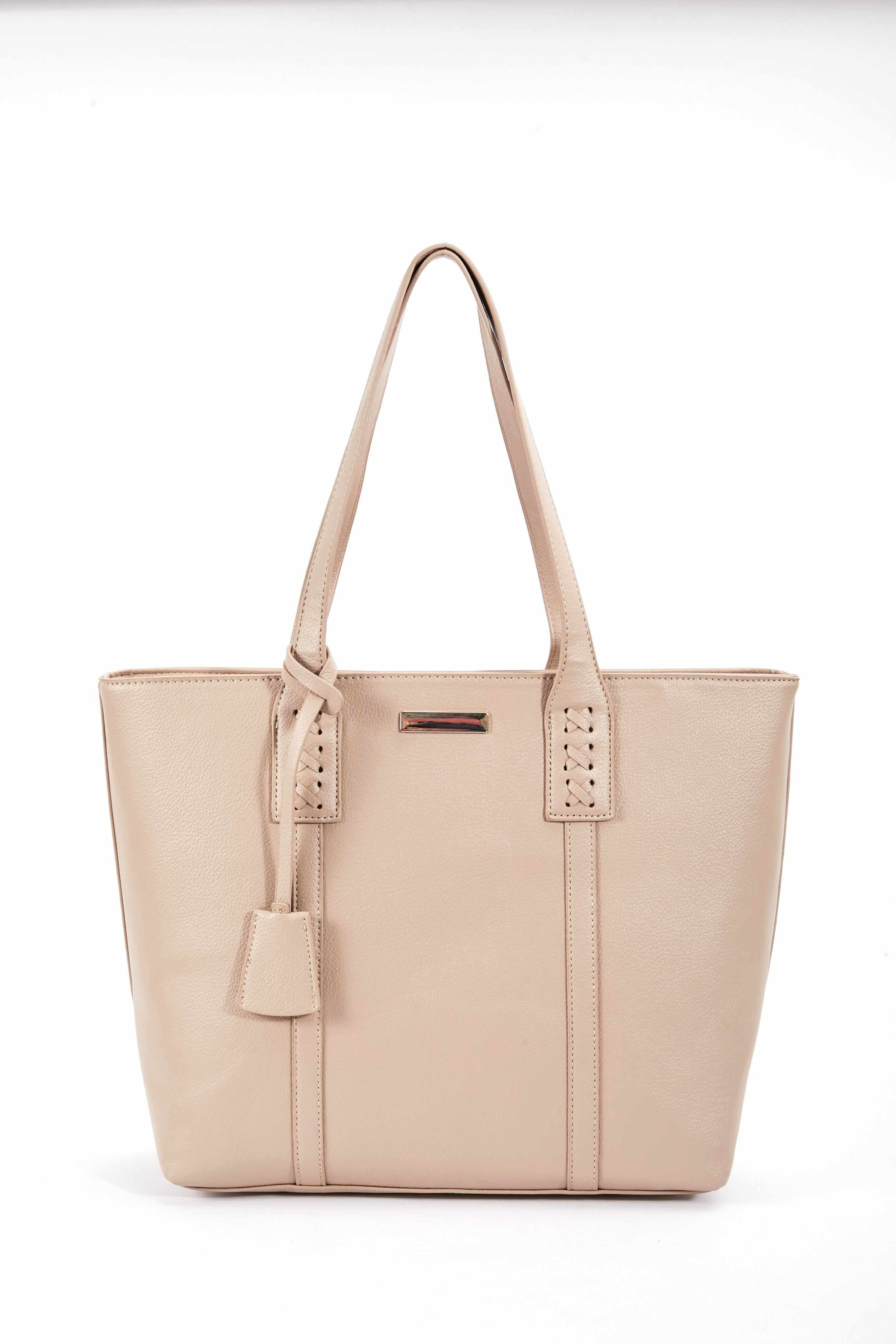 Leather Look Everyday Tote in Beige