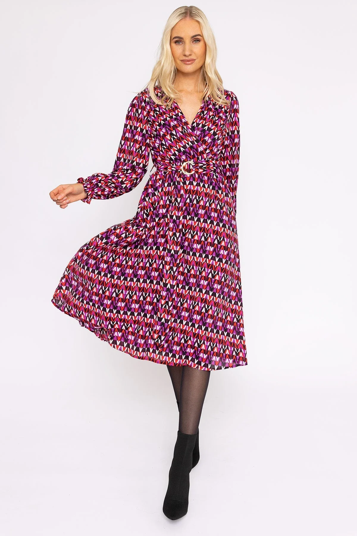 Mabel Dress in Pink Geo Print