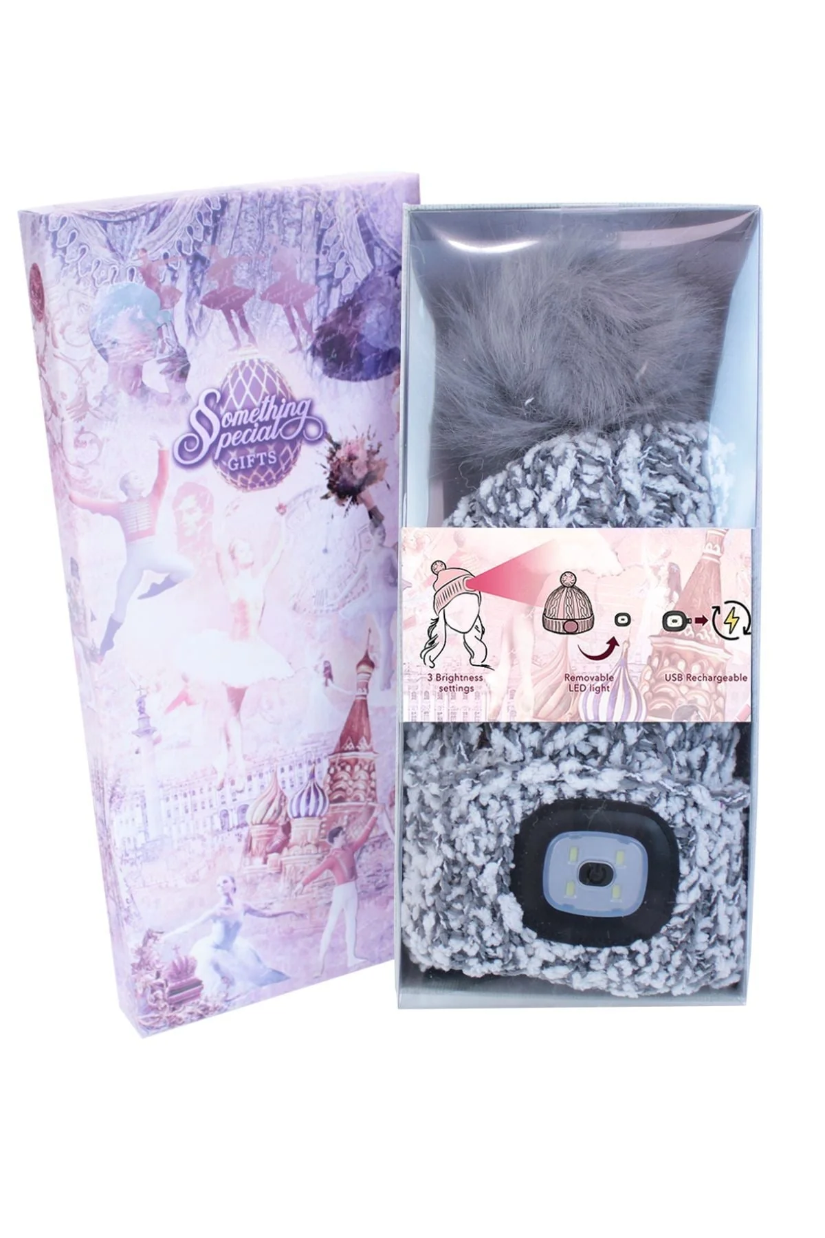 Chunky Knit Led Torch Hat in Grey