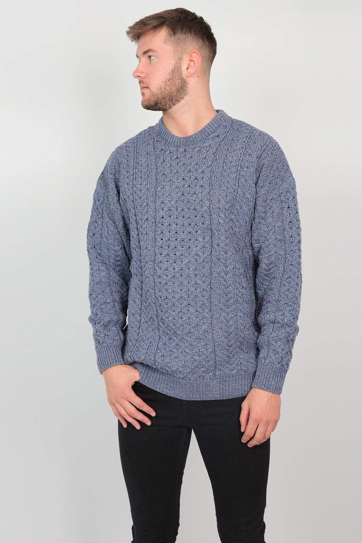 Traditional Unisex Aran Sweater in Blue