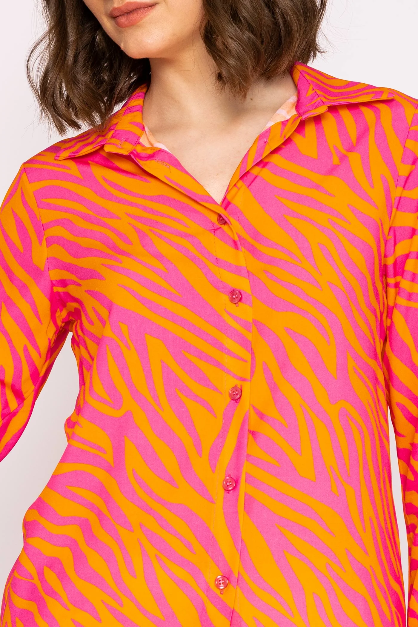 Viscose Shirt in Orange and Pink