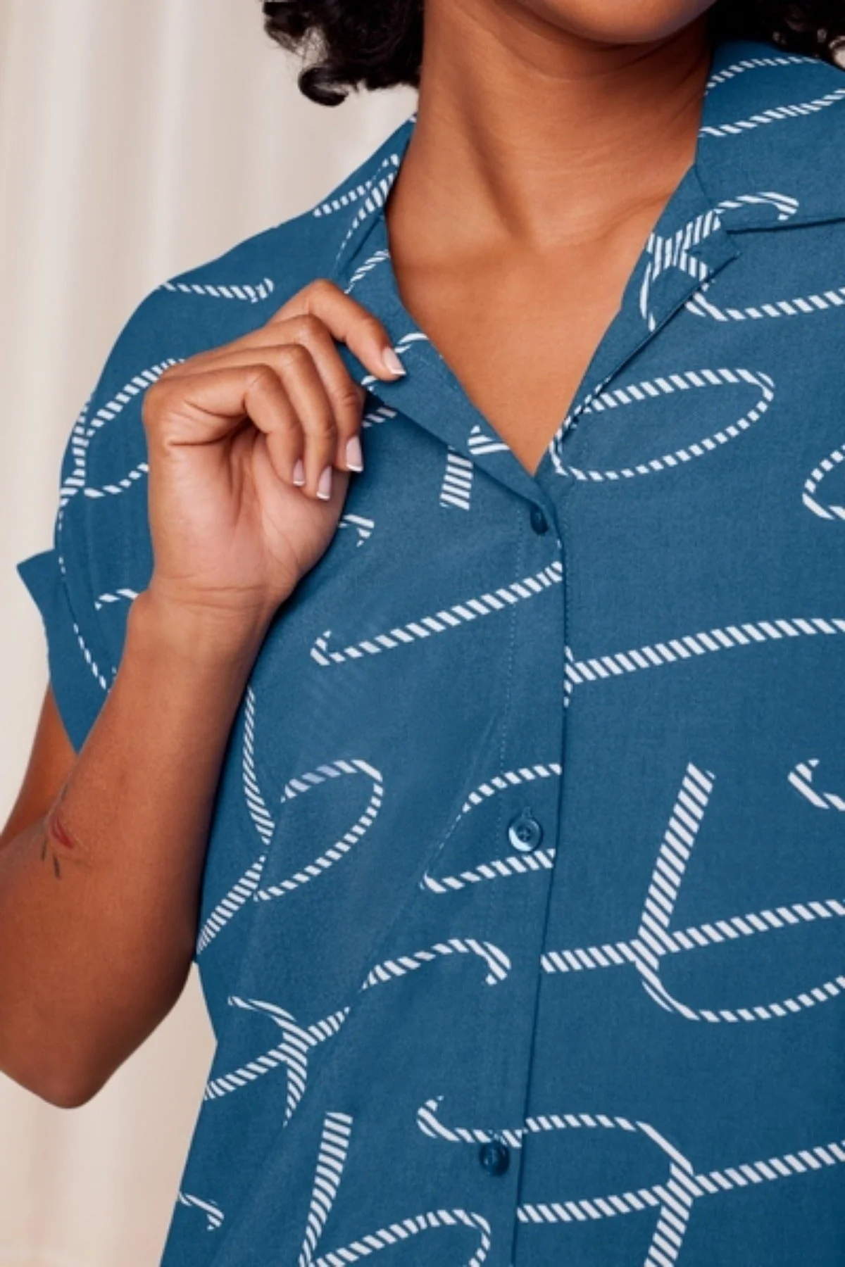 Boyfriend Fit Nightdress in Blue Print