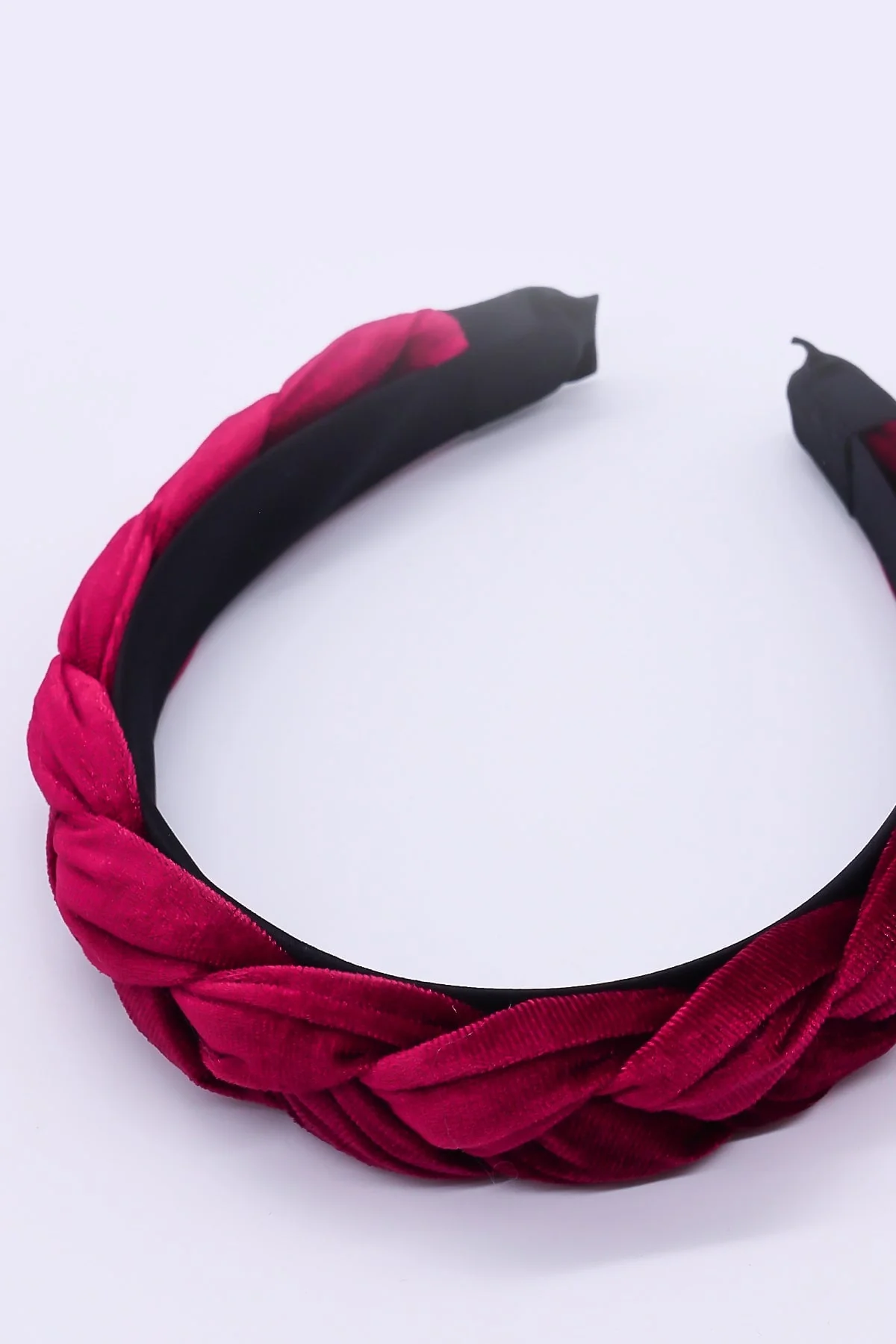 Burgundy Velvet Plaited Hairband