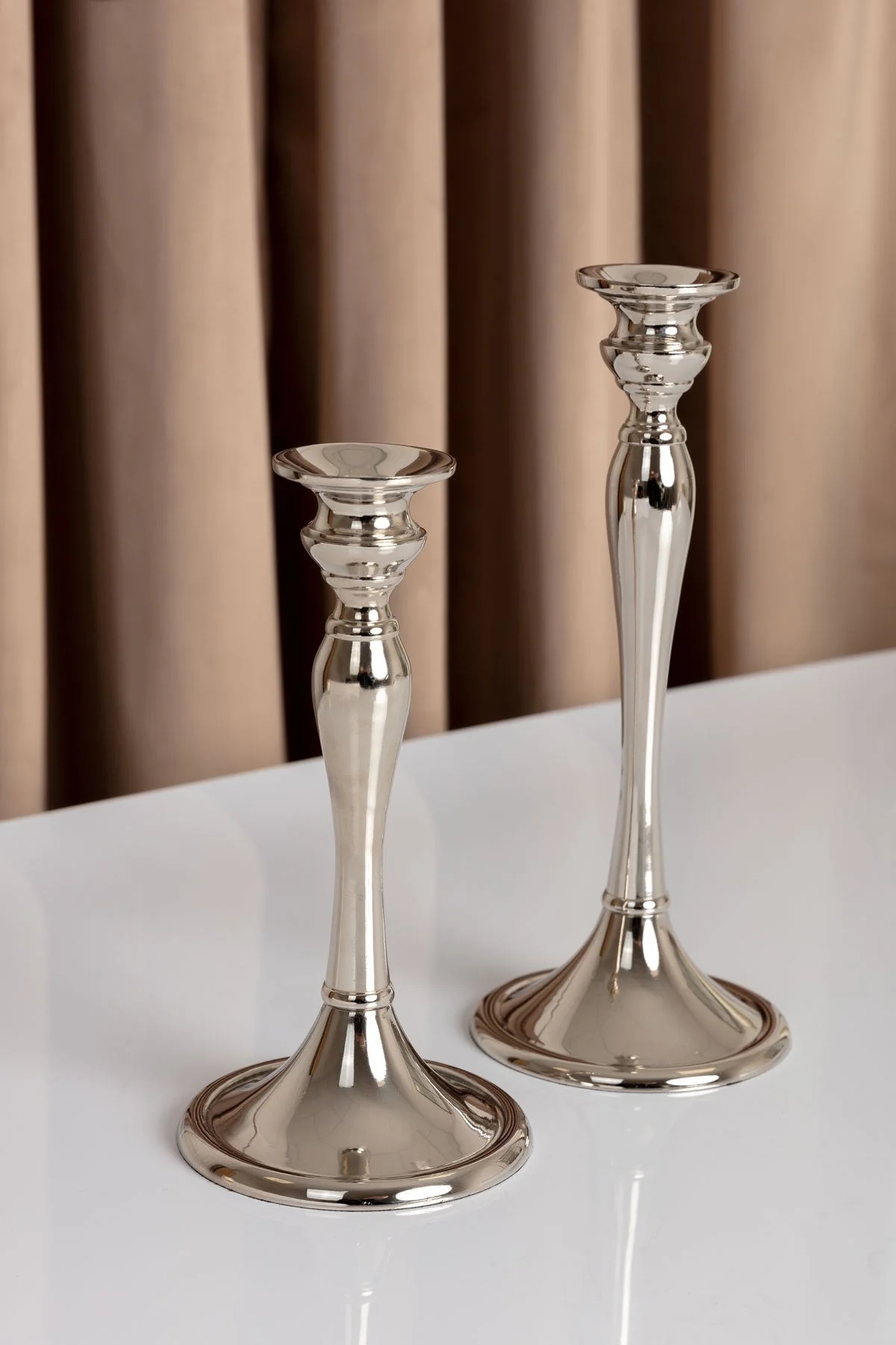 Medium Silver Dinner Candle Holder