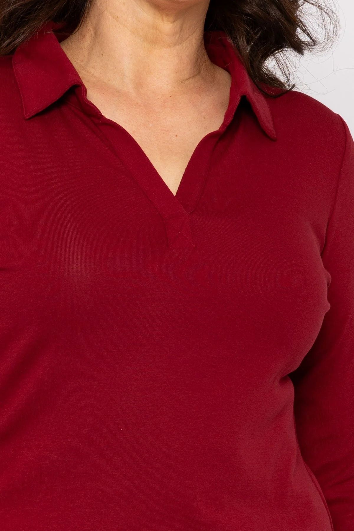 Plain Collared Top in Burgundy
