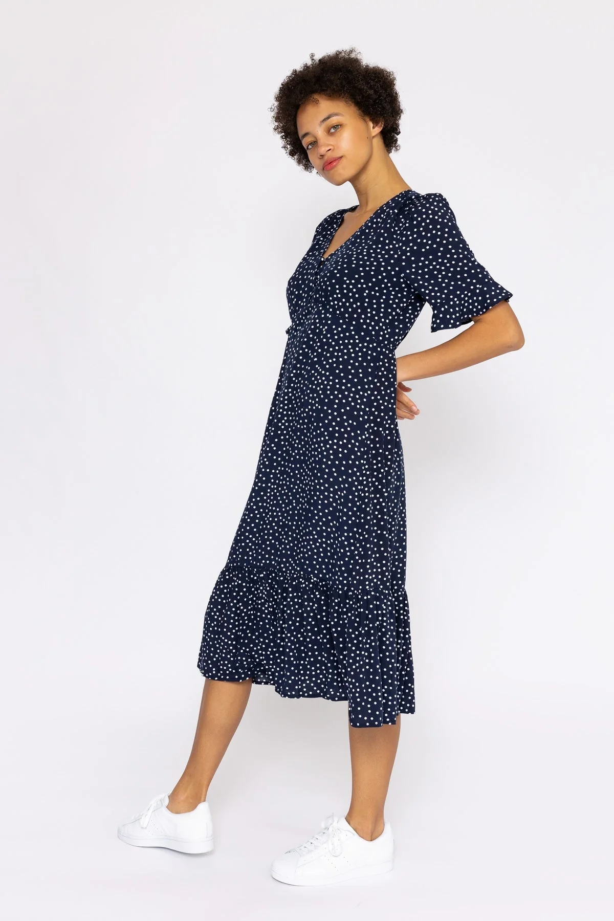 Betty Midi Dress in Navy