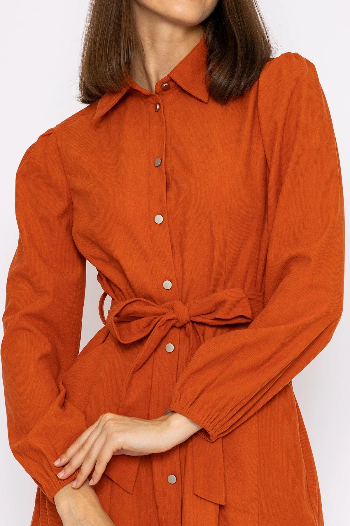 Cord Mini Dress in Rust