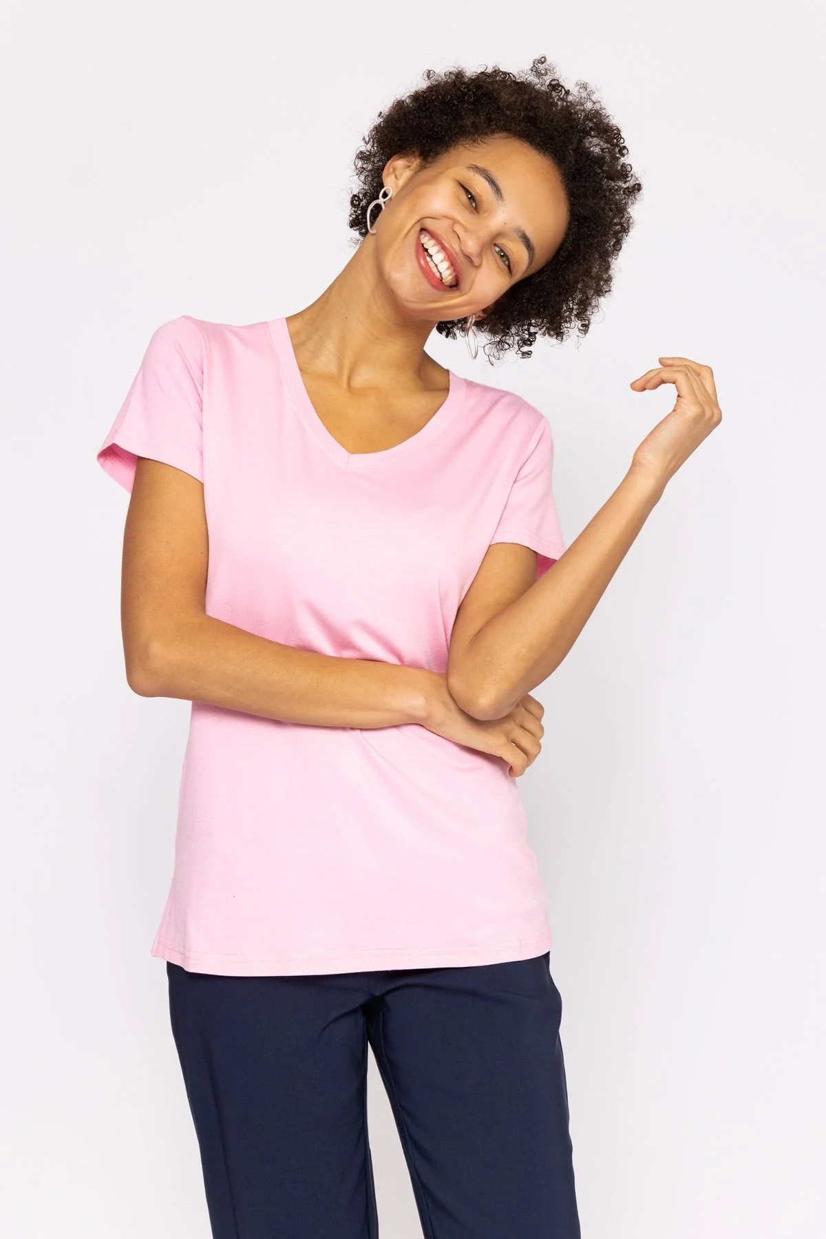 V Neck Tee in Blush