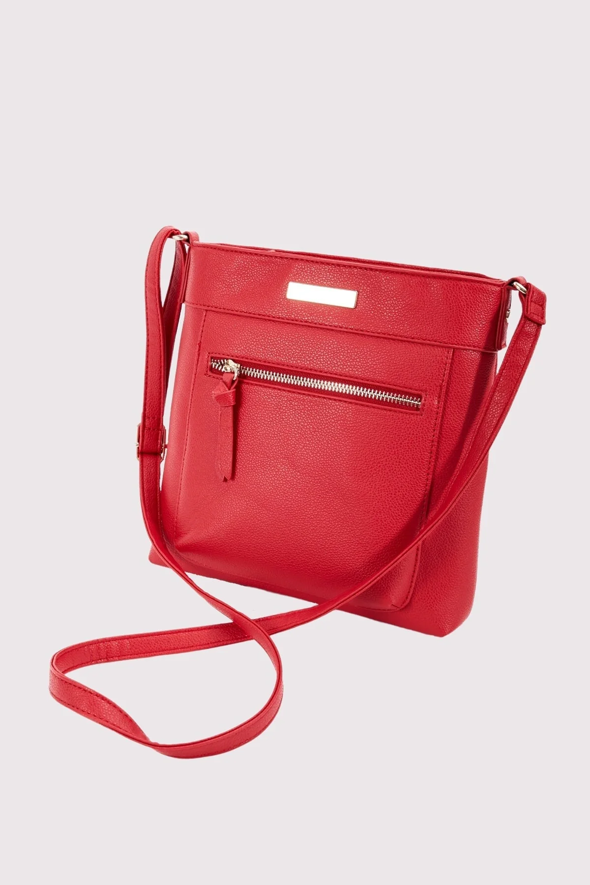 Classic Crossbody Front Zip Bag in Red