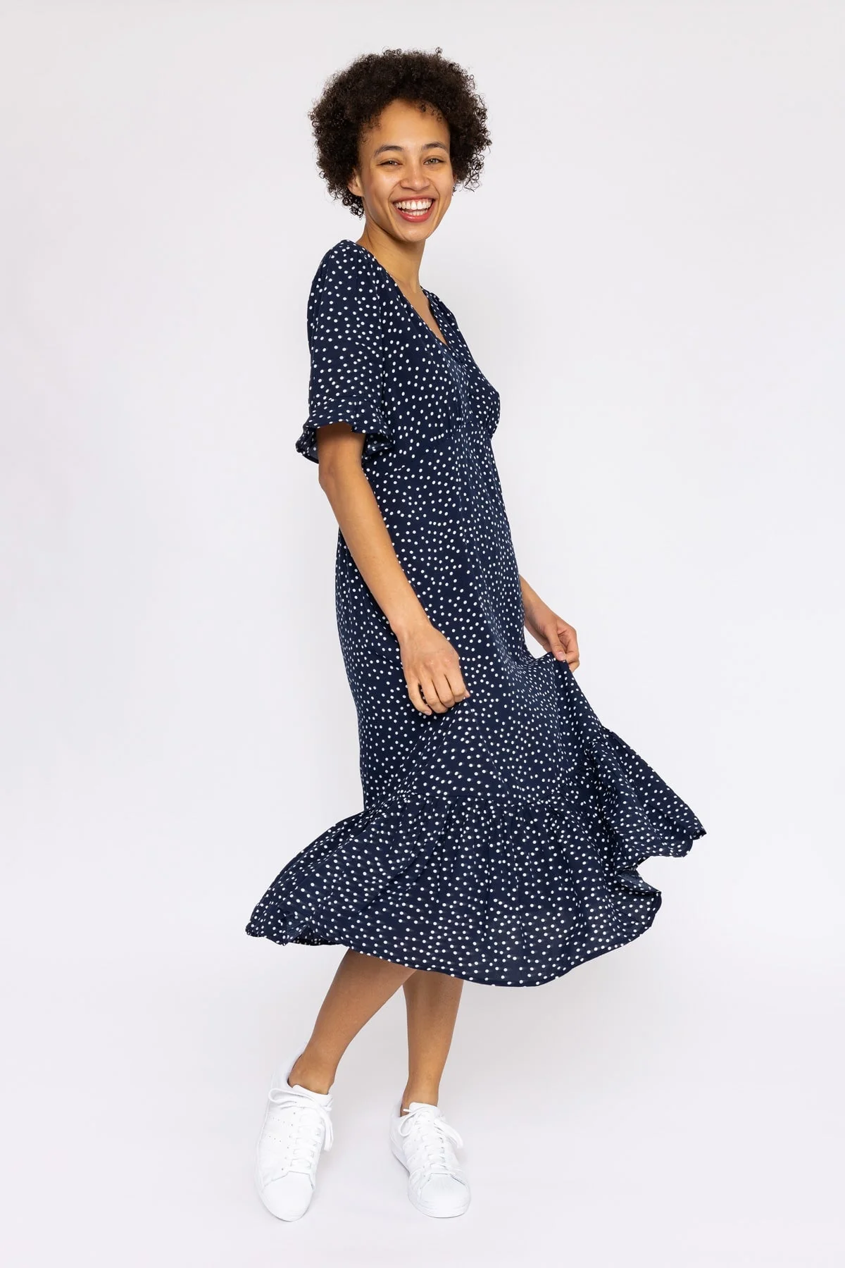 Betty Midi Dress in Navy