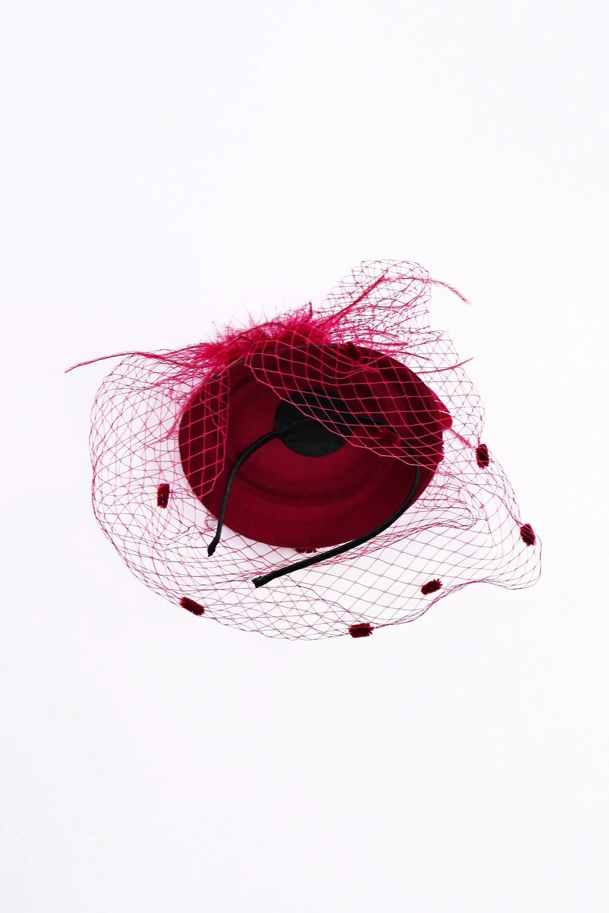 Burgundy Feathers Fascinator