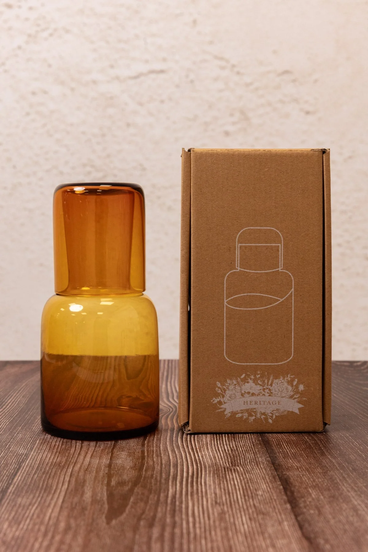 Amber 2Pc Glass Carafe Set