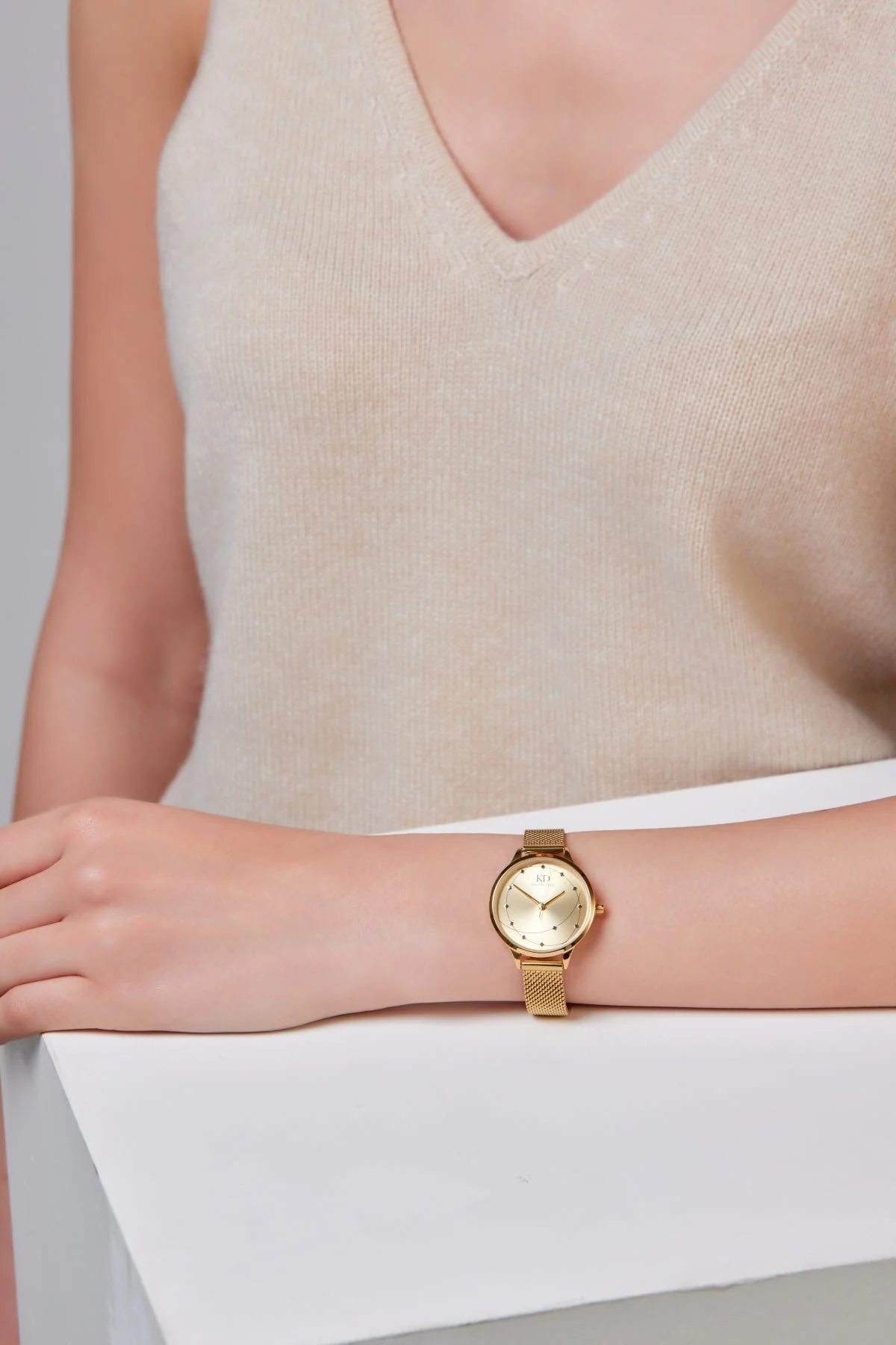 Milena Gold Mesh Band Watch