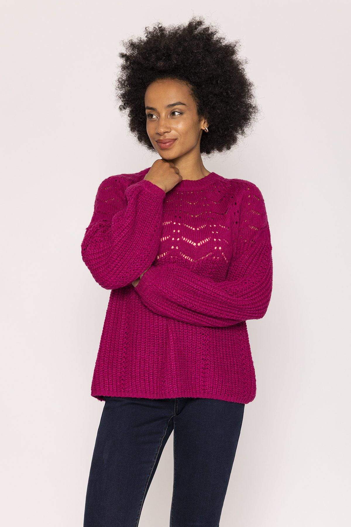 Puff Sleeve Knit in Fuschia