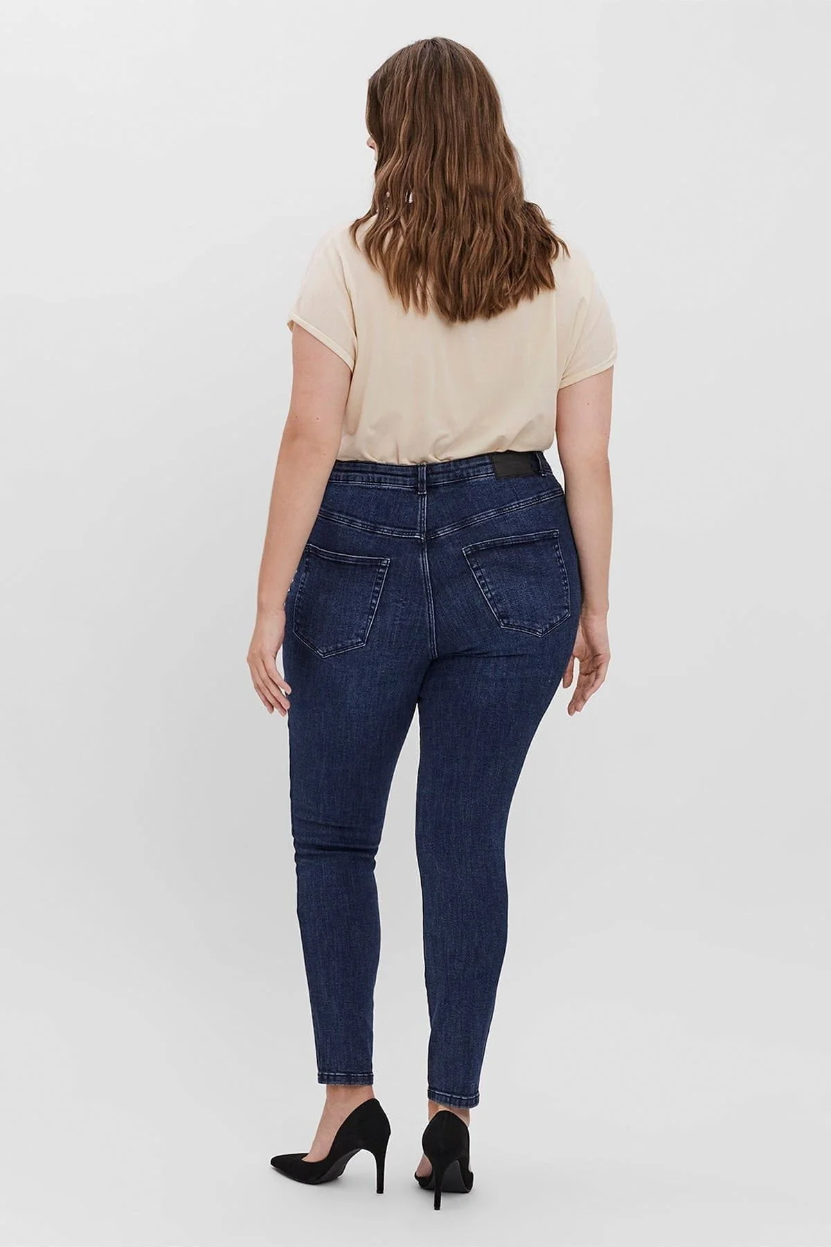Curve - High Waist Jeans in Dark Blue Denim