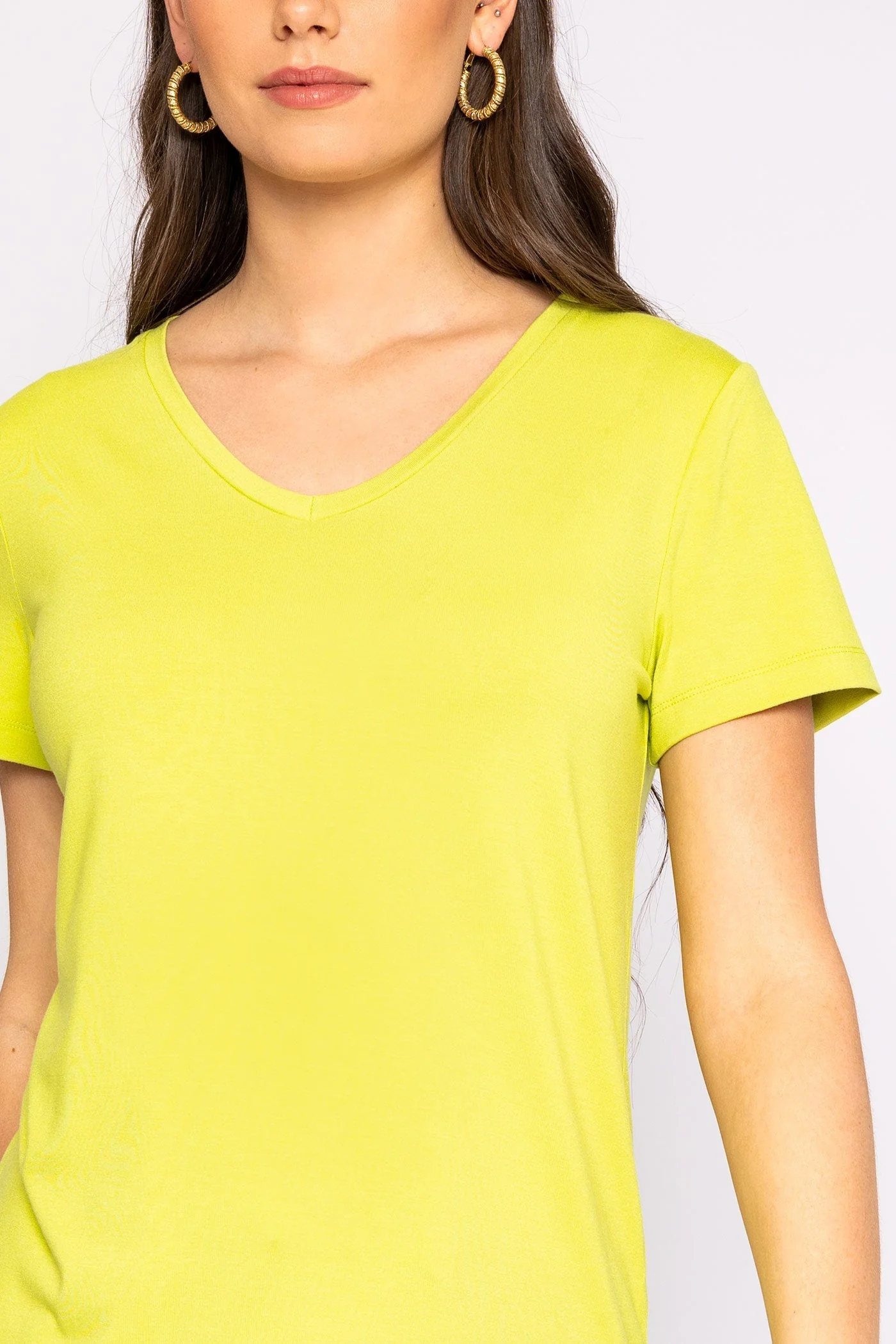 V Neck Tee in Lime