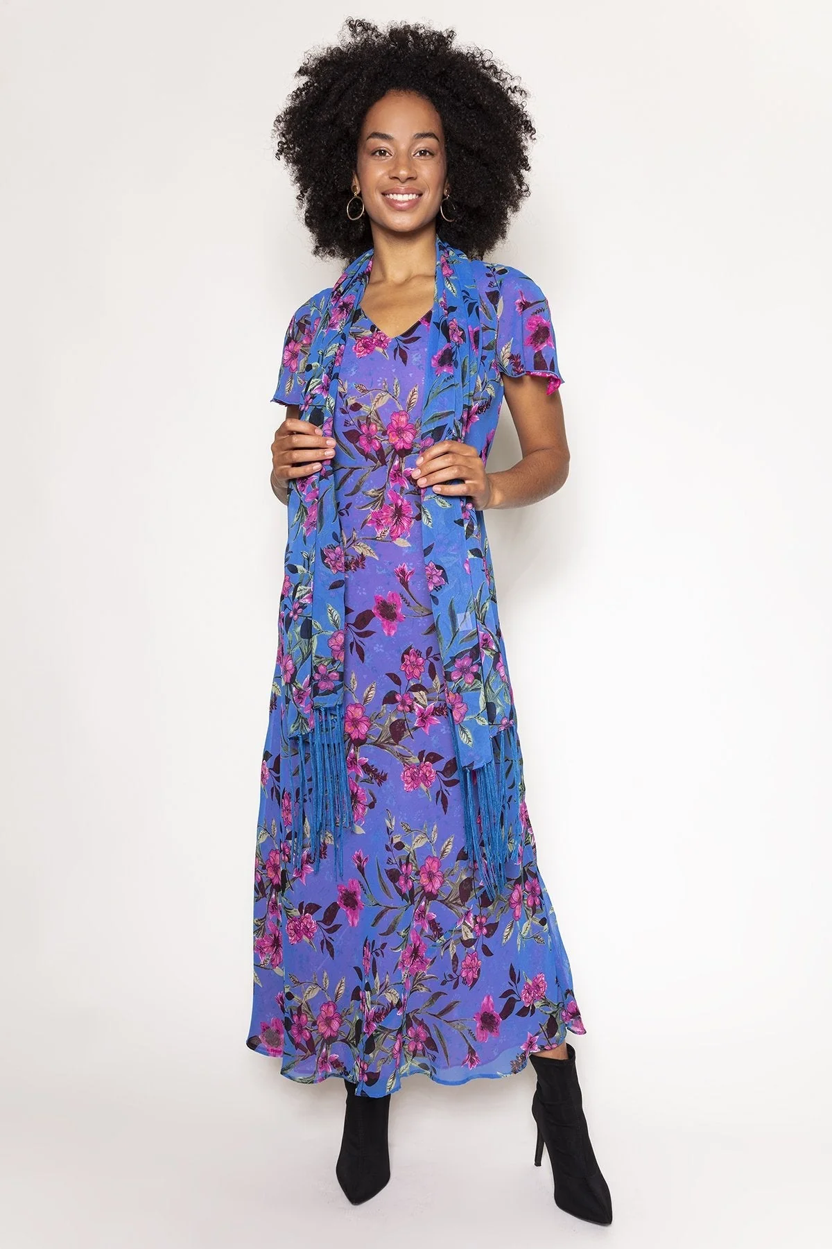 Reversible Print Dress in Blue and Pink