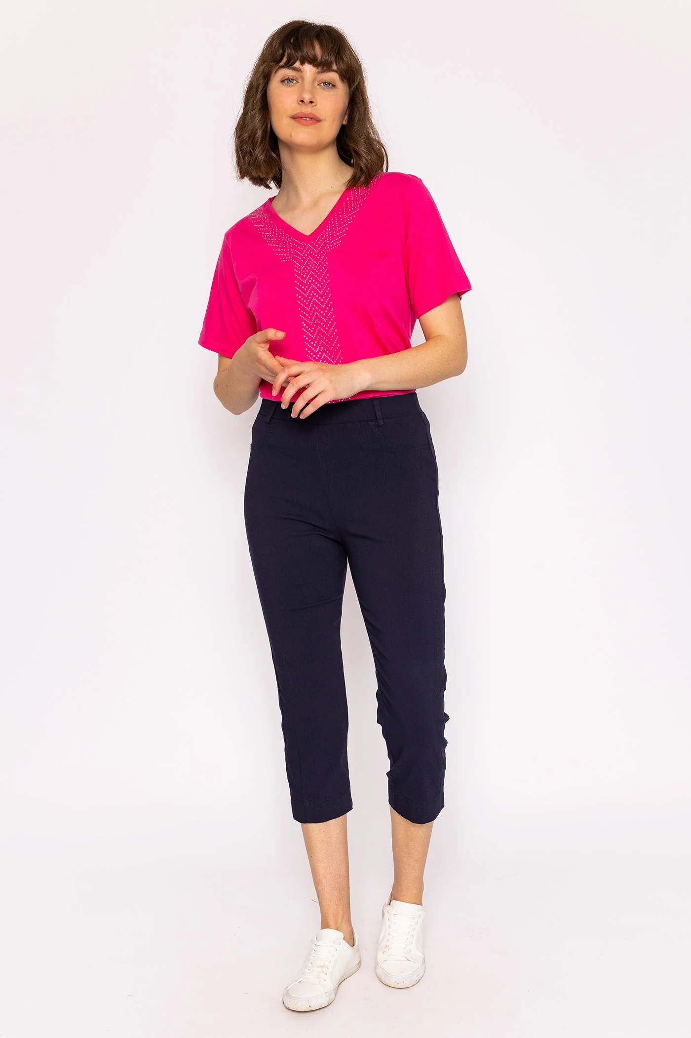 Crop Bengaline Pants in Navy