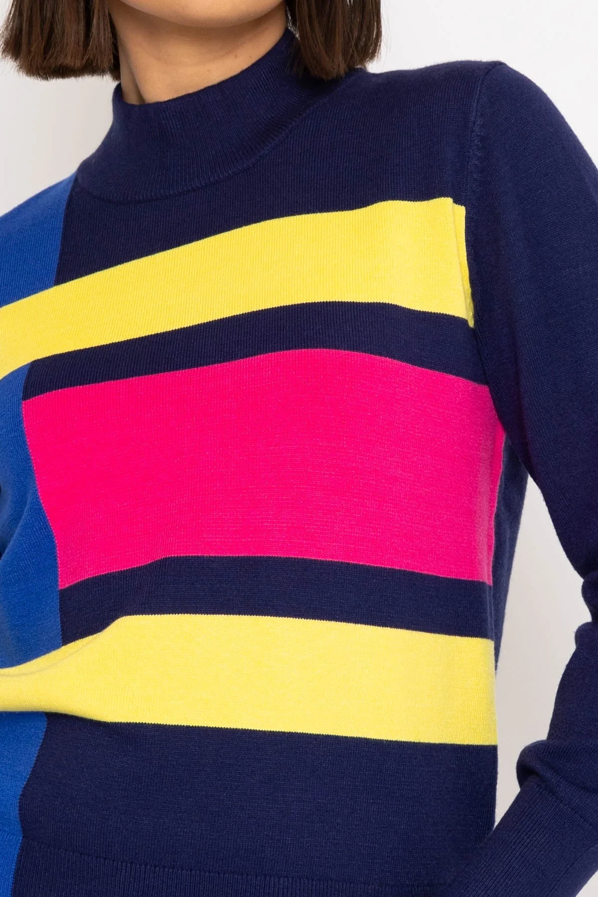 Colour Block High Neck Knit