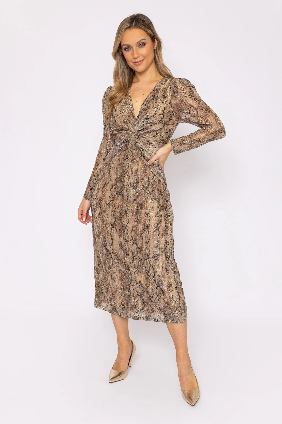 Animal Print Twist Front Dress