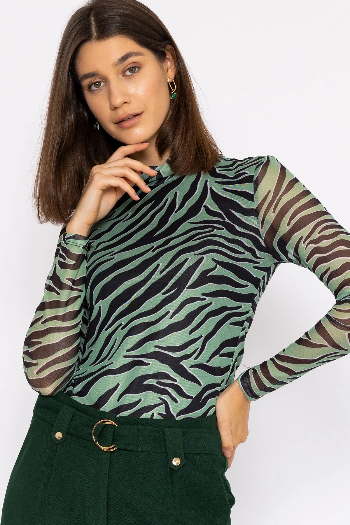 Gigi High Neck Top in Animal Print