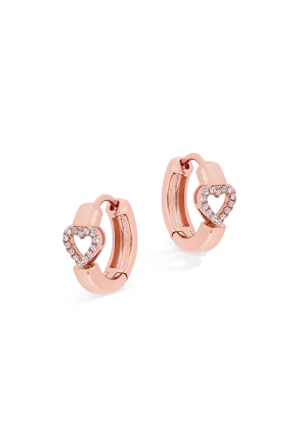 Love Heart Earrings in Rose Gold