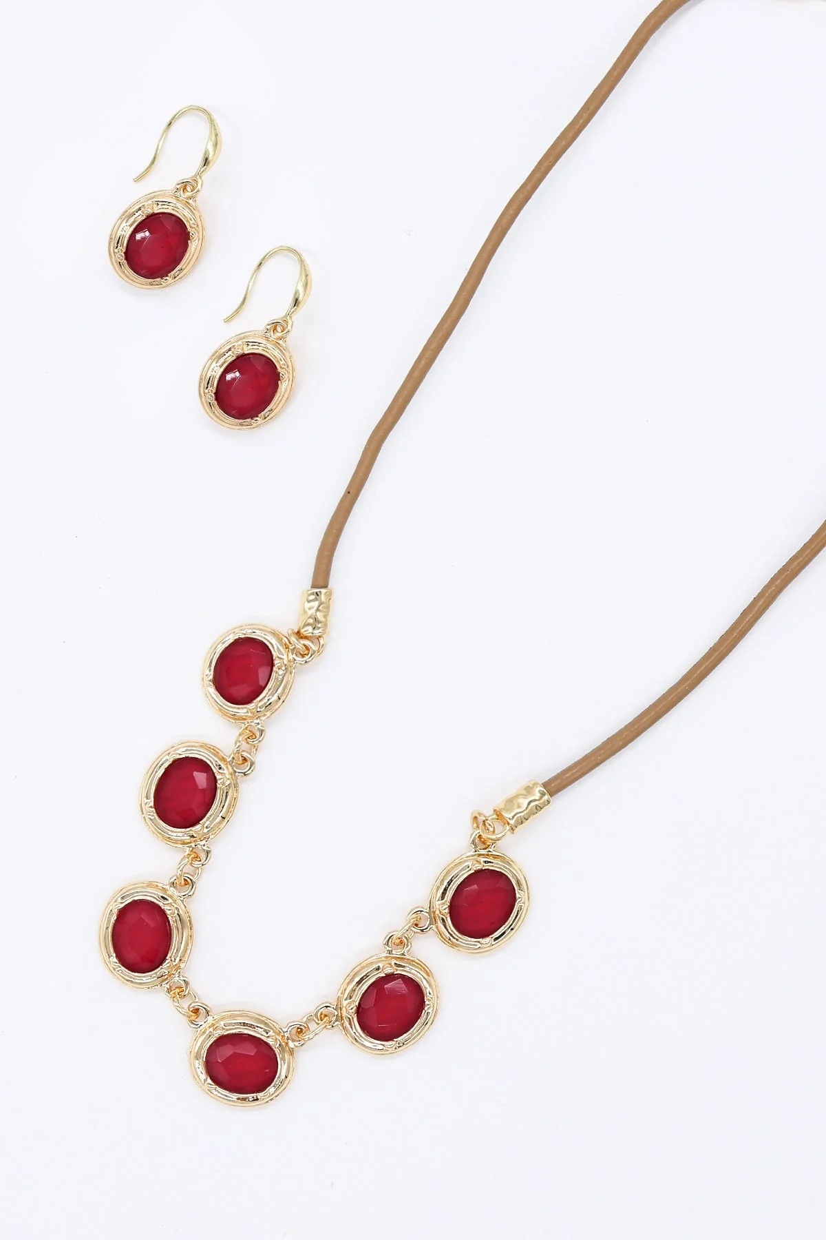Multi Stone Necklace in Red