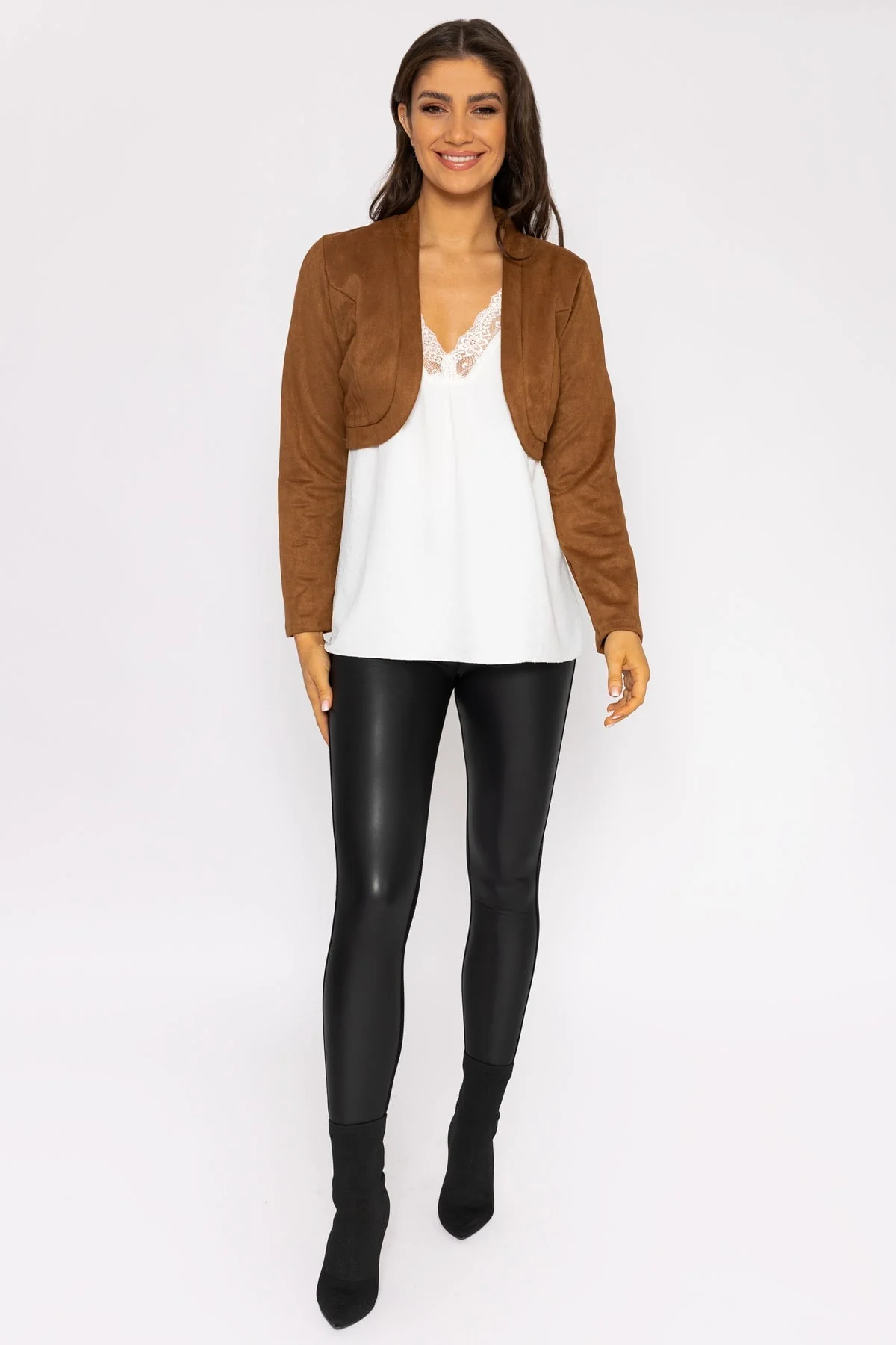 Suede Bolero in Camel