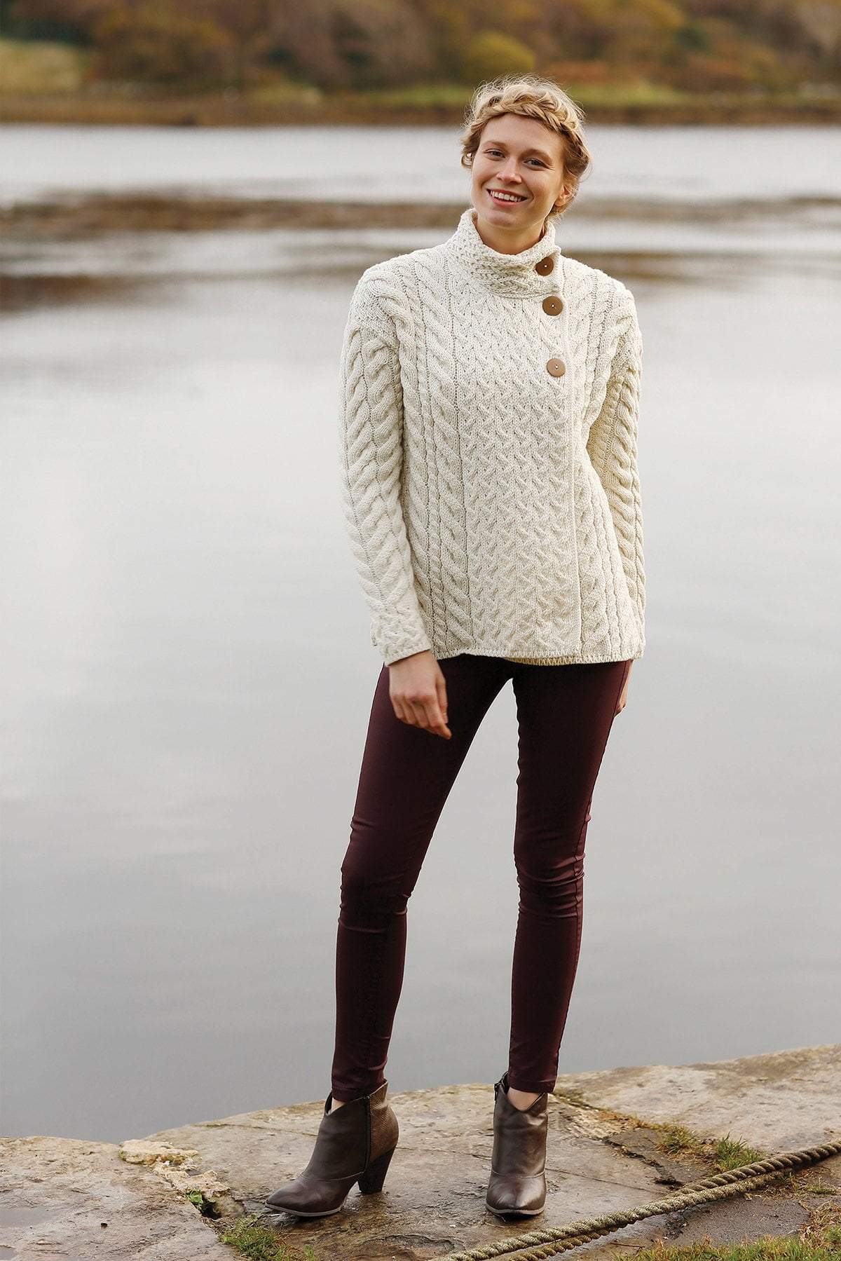 Super Soft 3 Button Merino Wool Cardigan in White