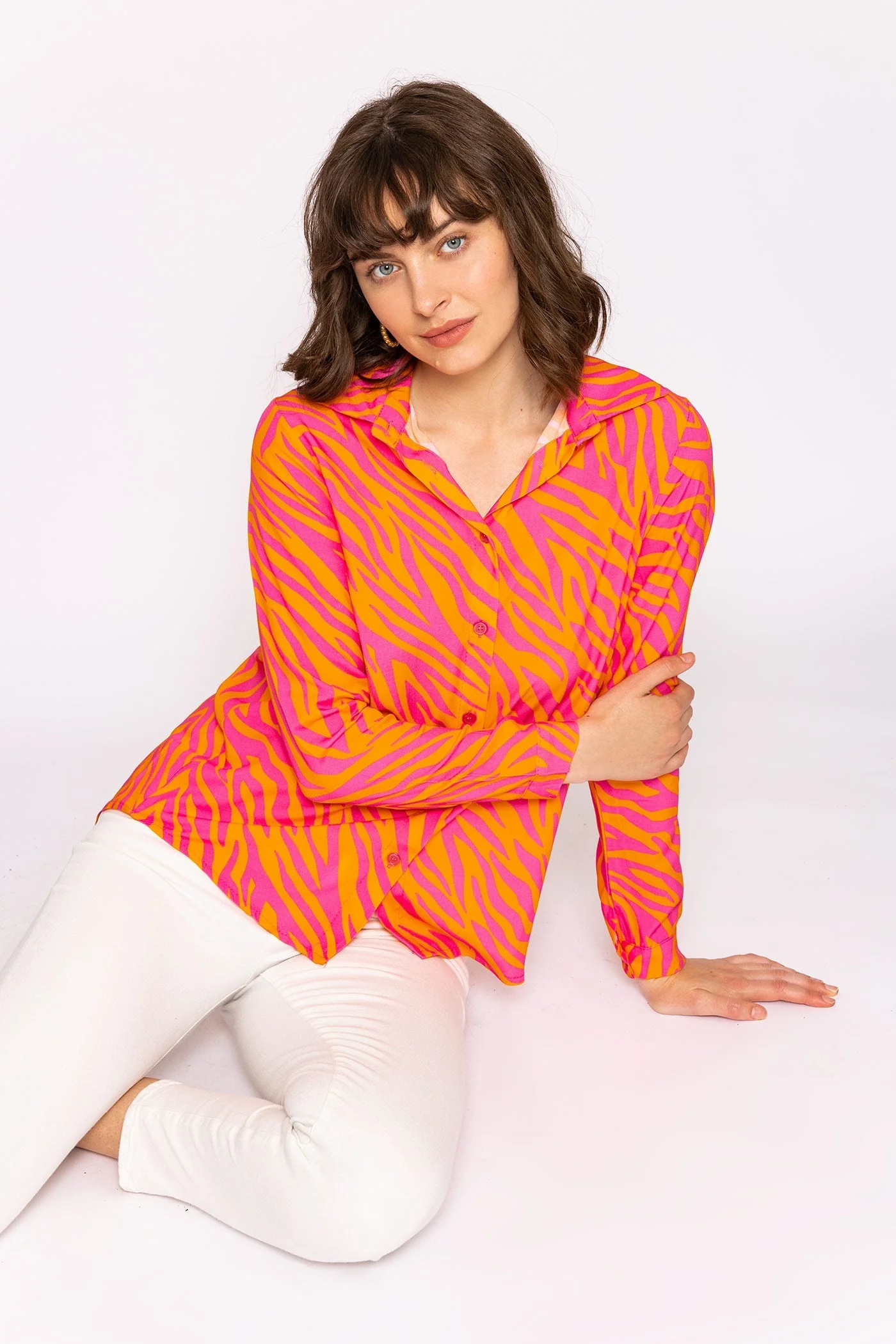 Viscose Shirt in Orange and Pink