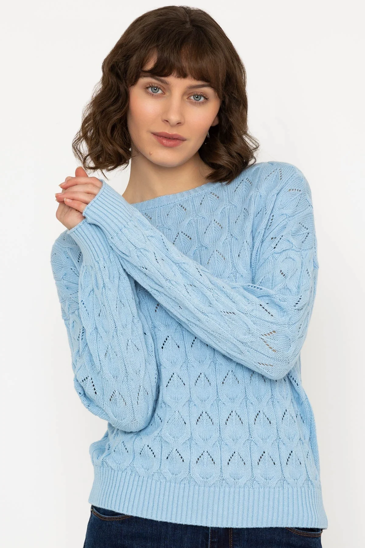 Textured Crew Neck in Blue