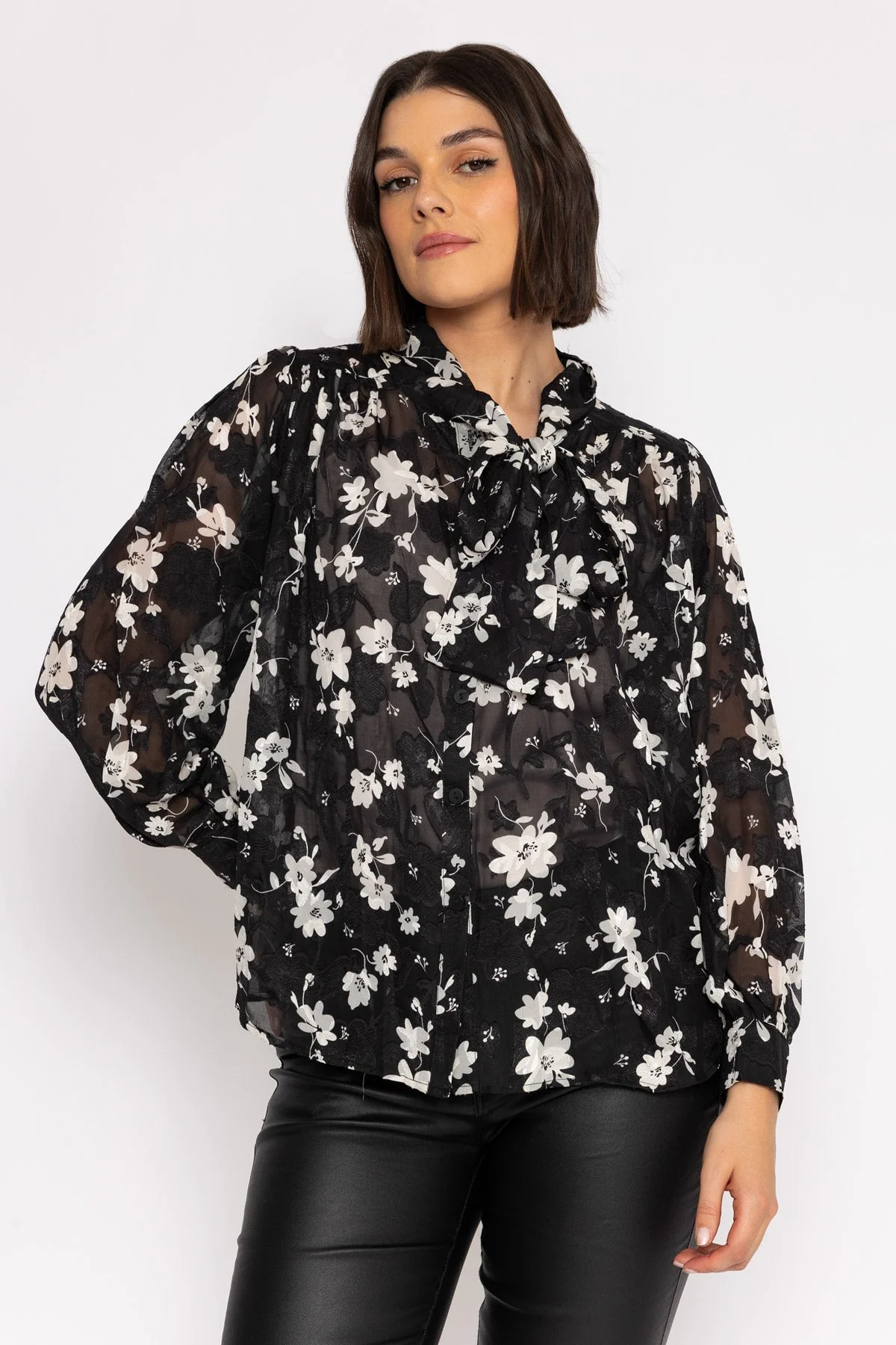 Floral Print Blouse in Black