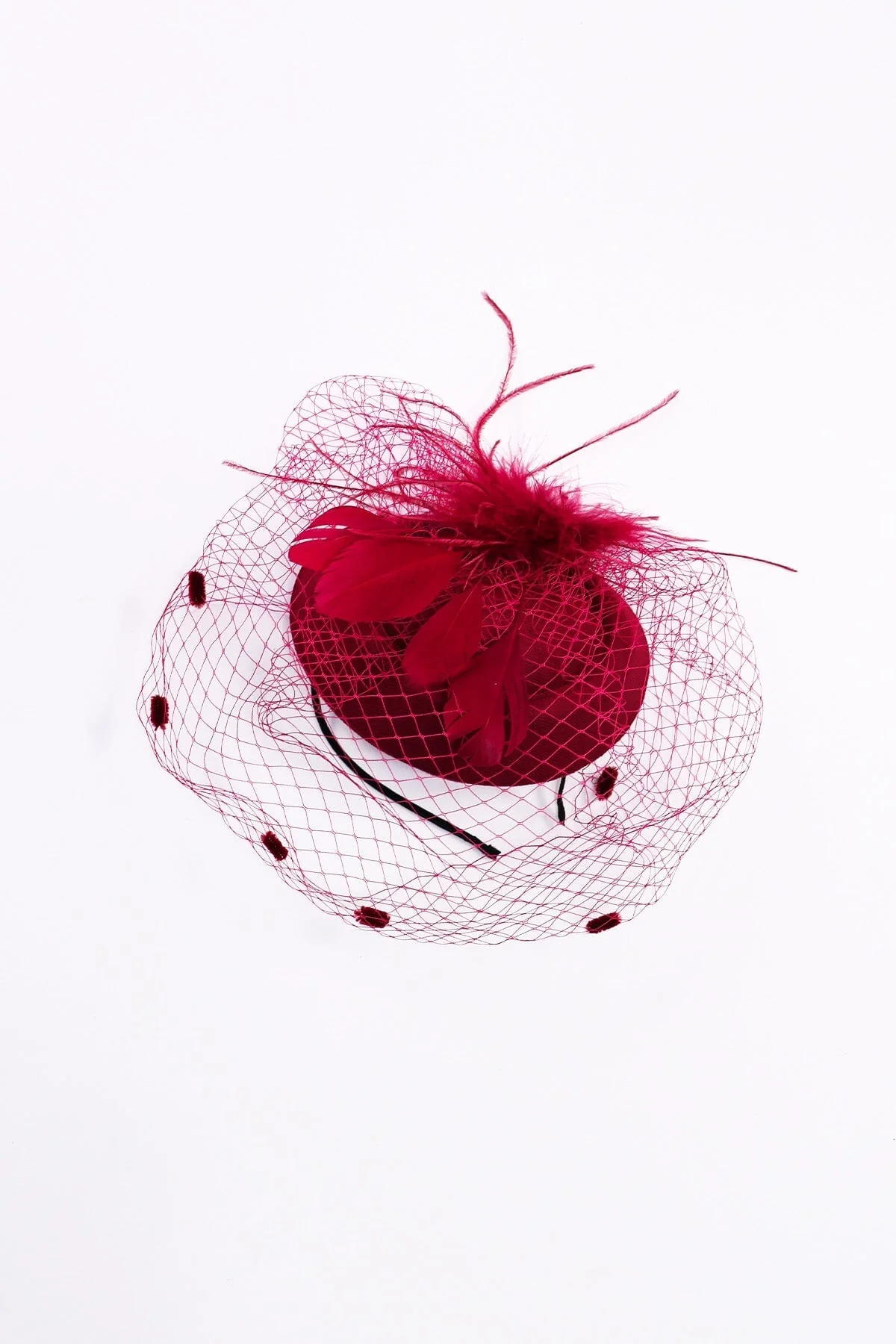 Burgundy Feathers Fascinator