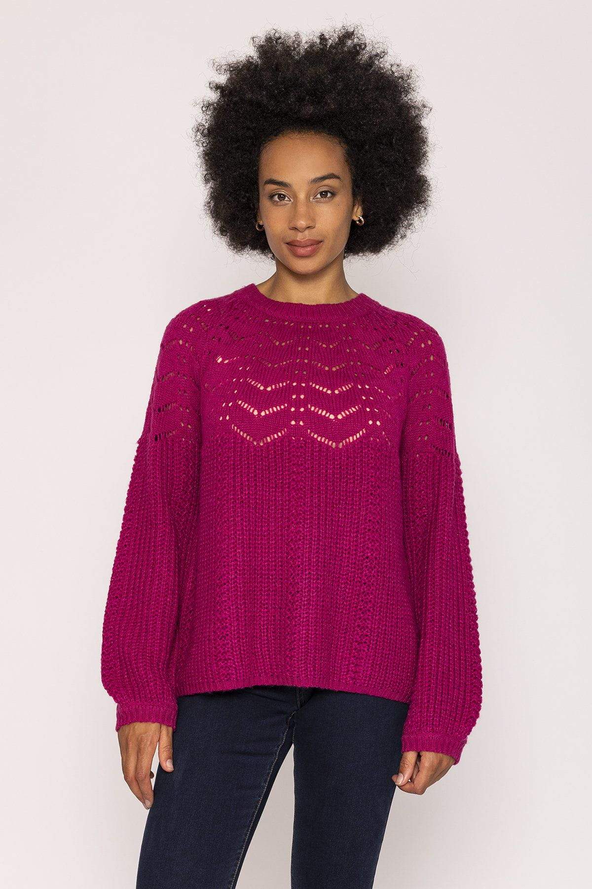 Puff Sleeve Knit in Fuschia