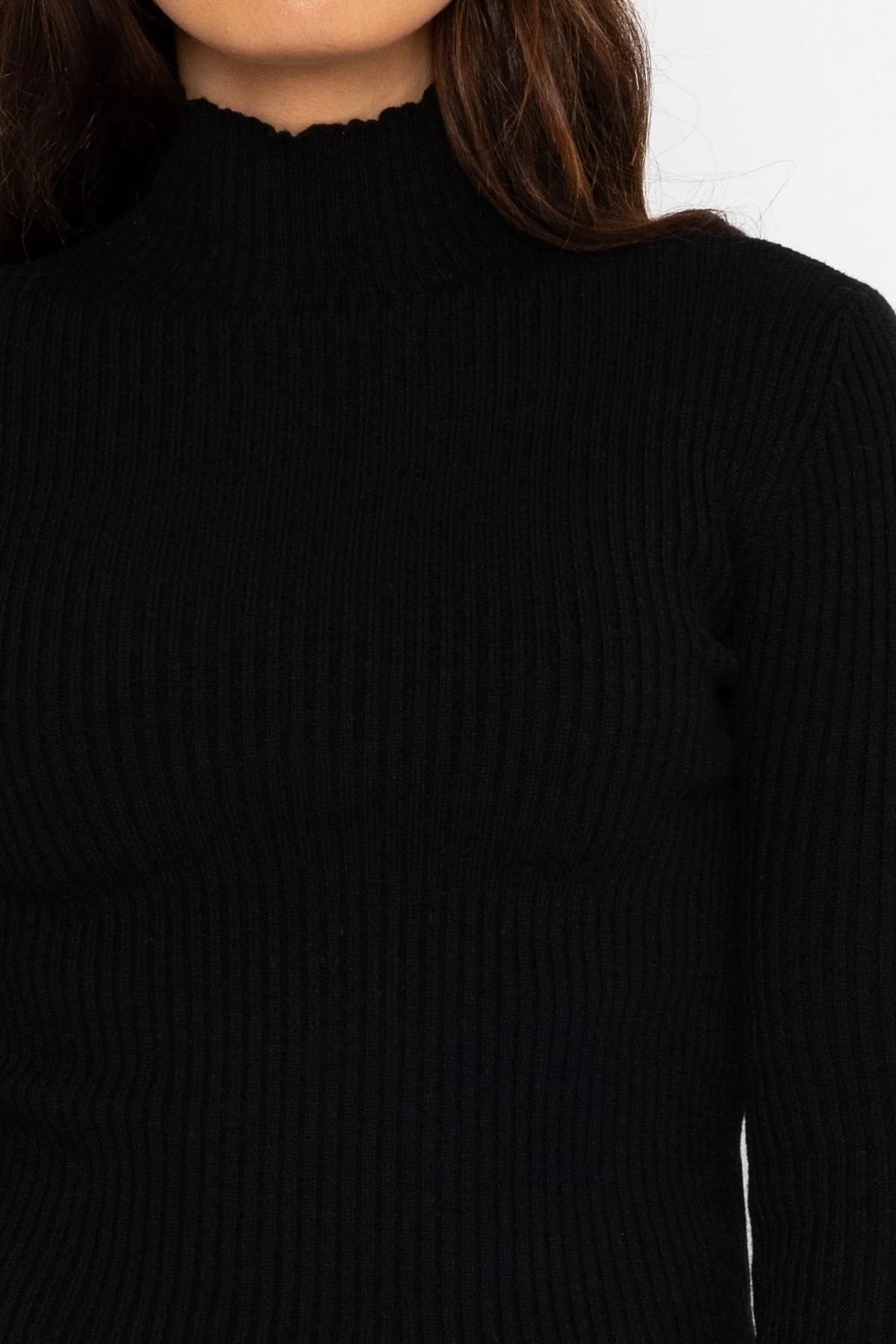 Rib Polo Knit in Black