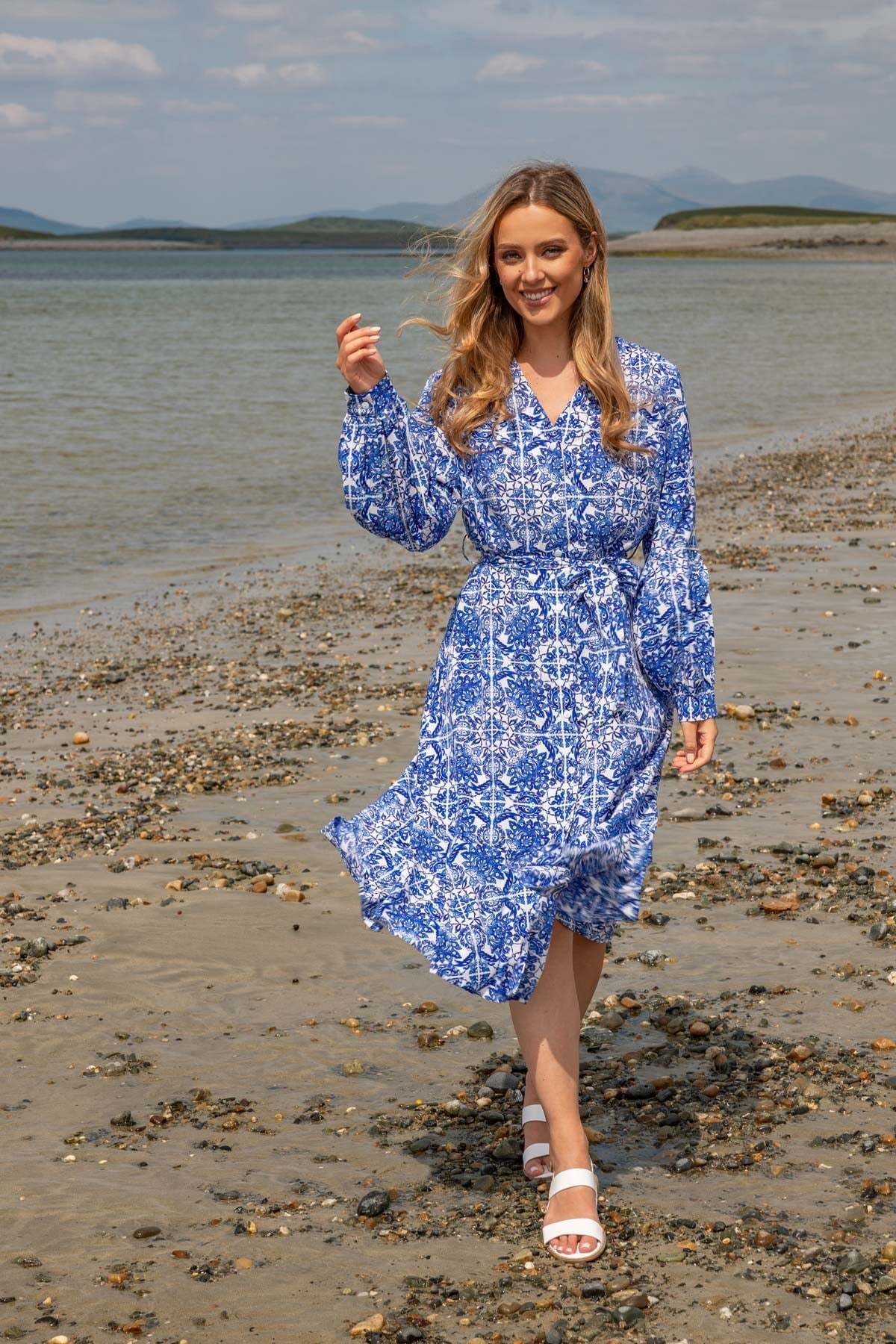 Norah Blue Printed Midi Dress