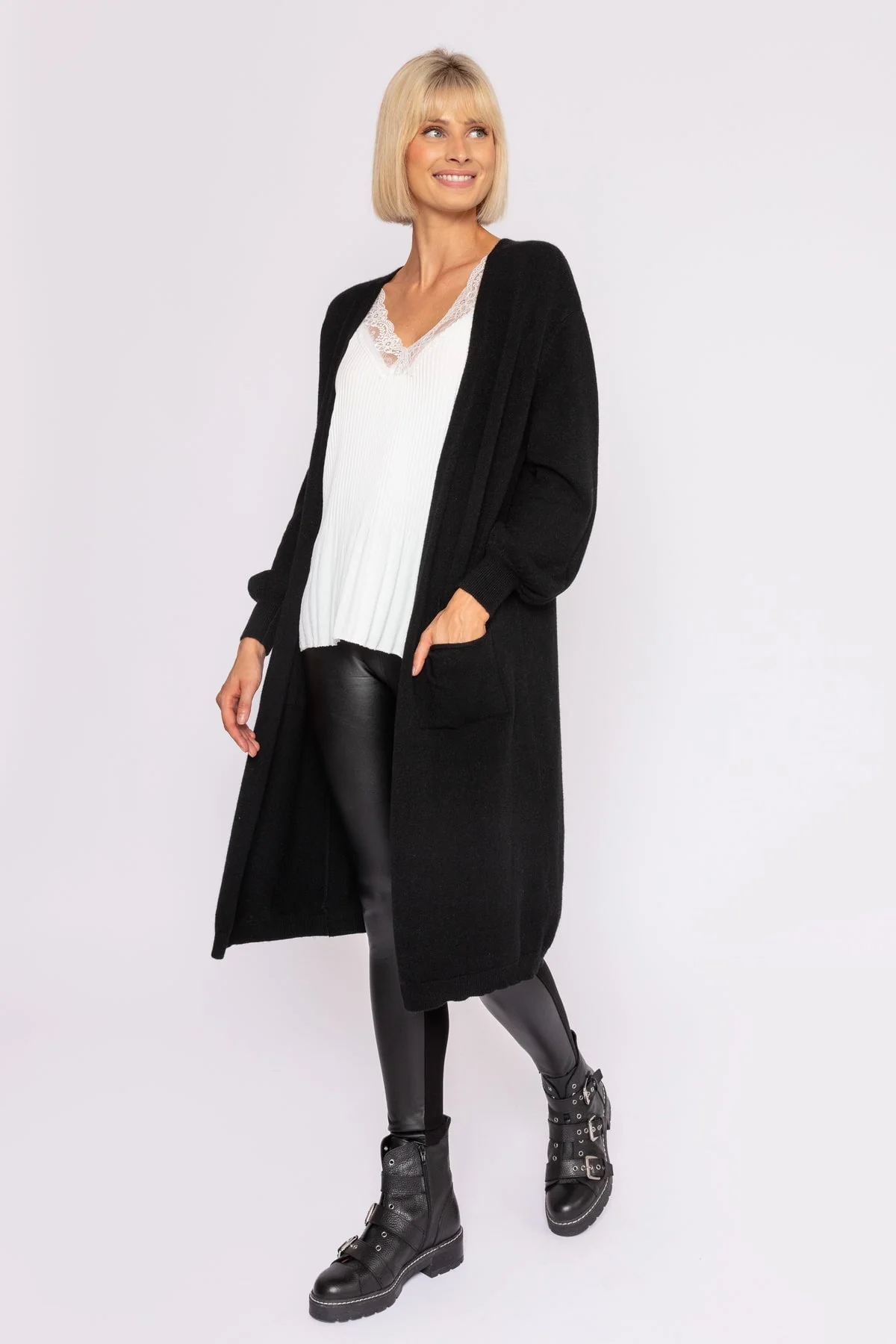 Longline Cardigan in Black