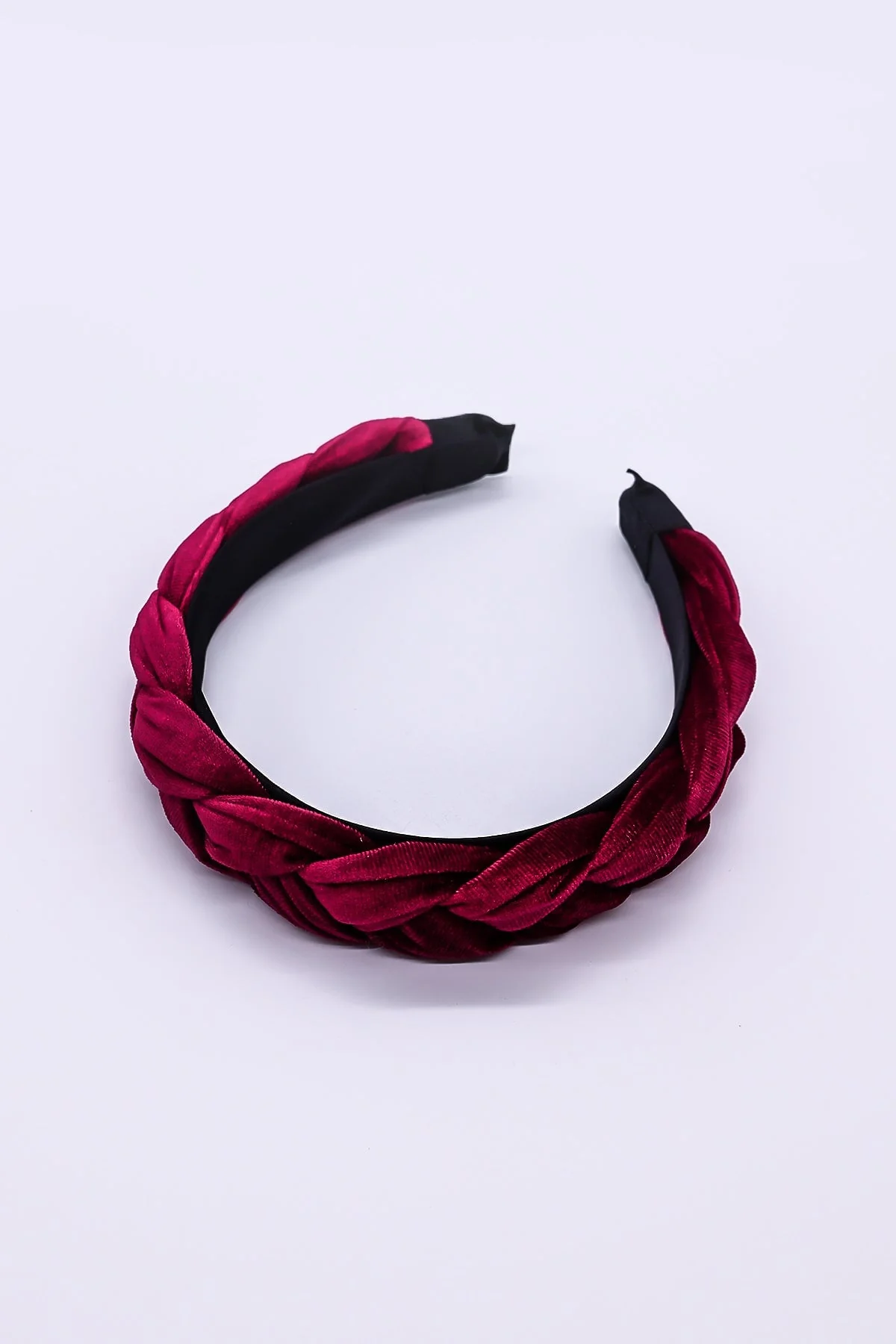 Burgundy Velvet Plaited Hairband