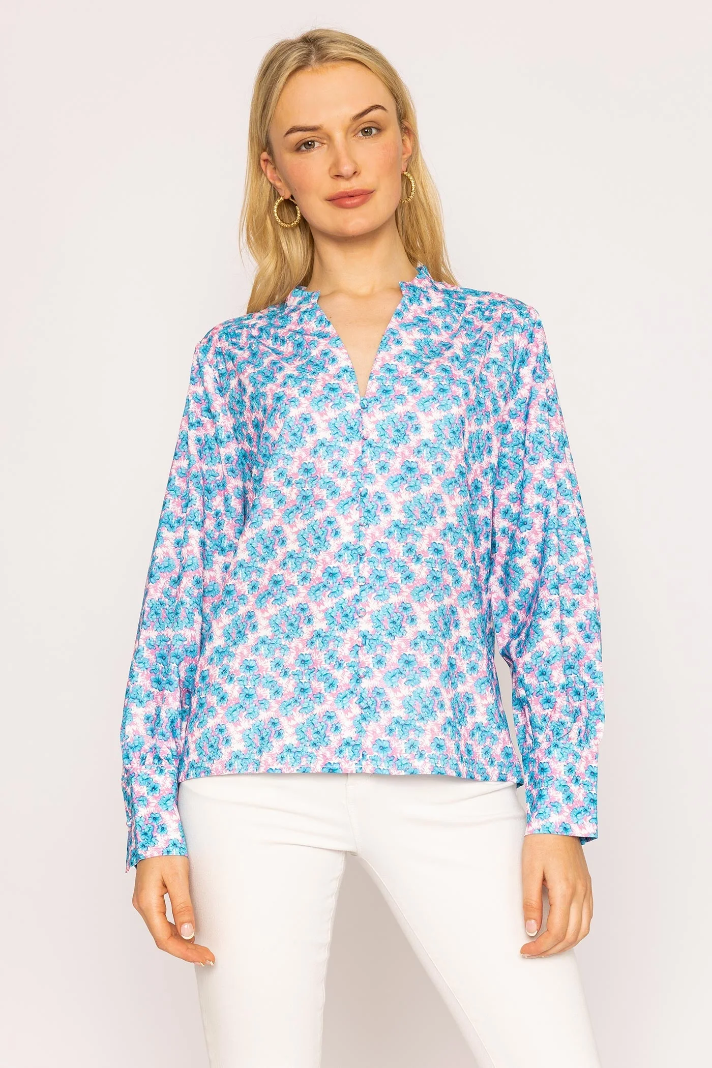 Button Blouse in Blue
