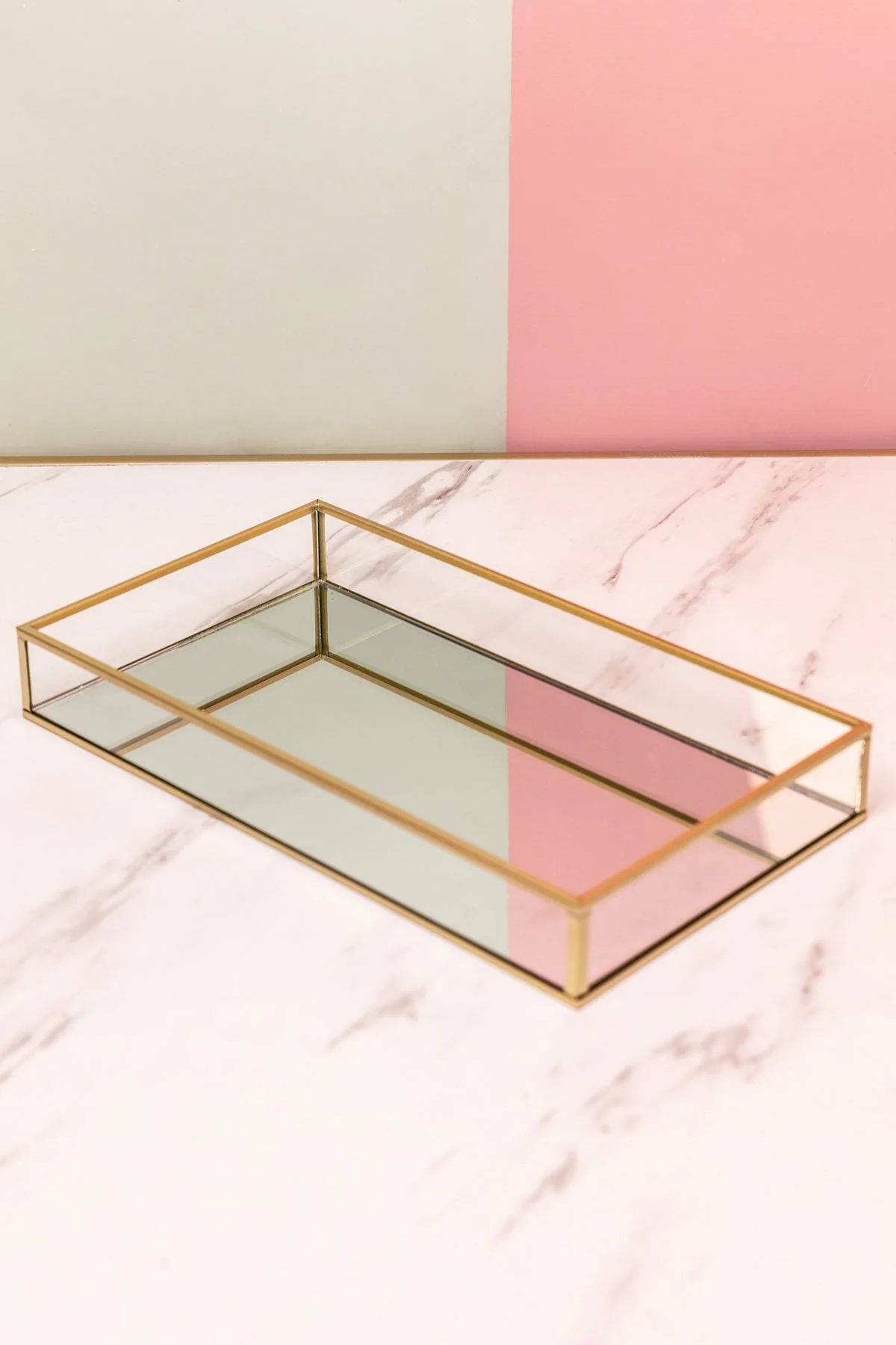 Large Mirrored Glass Jewellery Tray