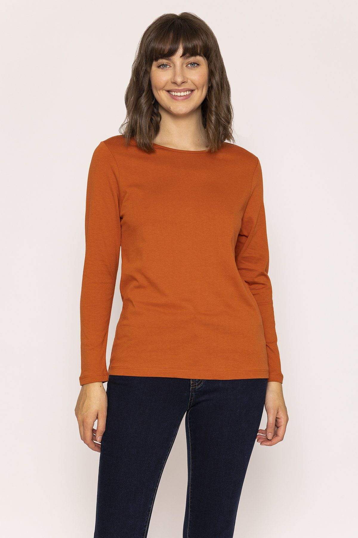 Long Sleeve Basic Tee in Rust