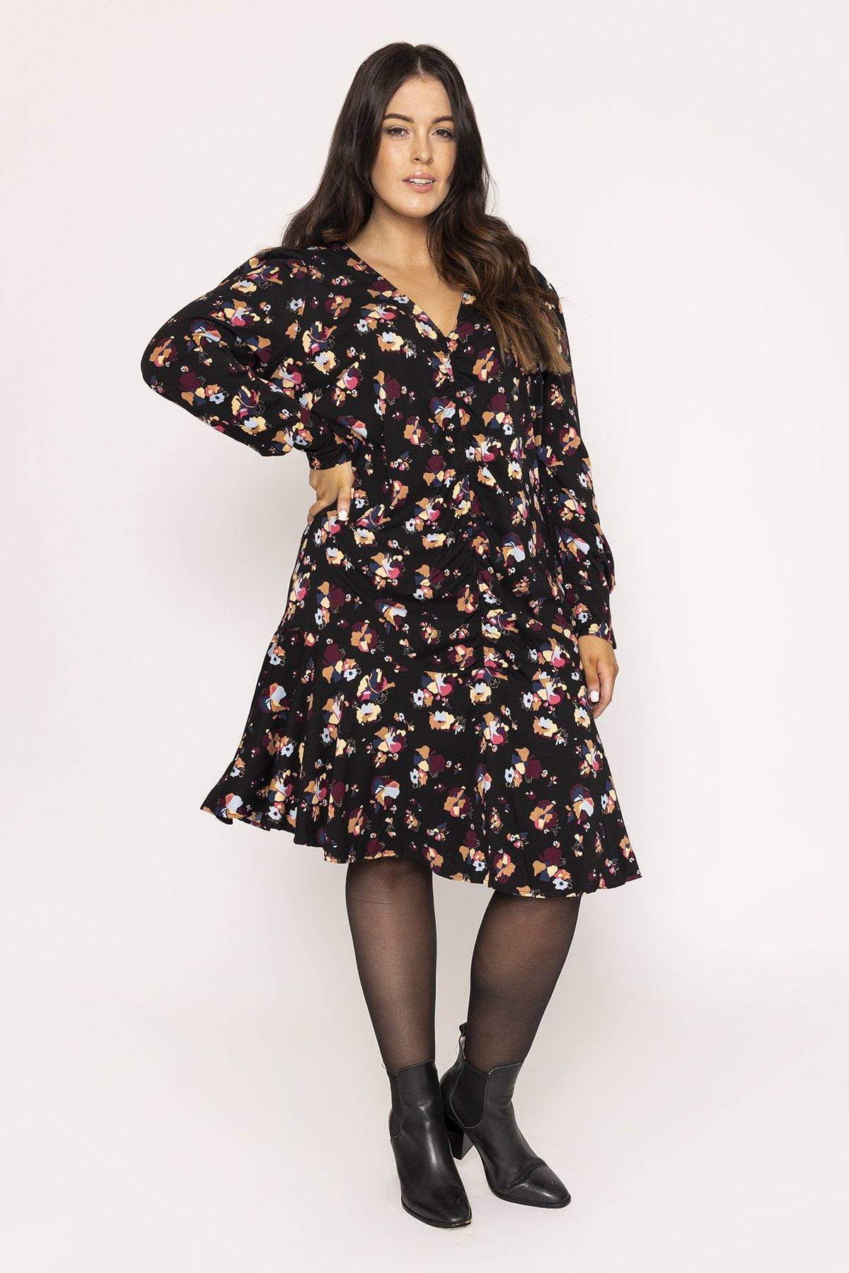 Curve - Prina V-Neck Long Sleeve Dress