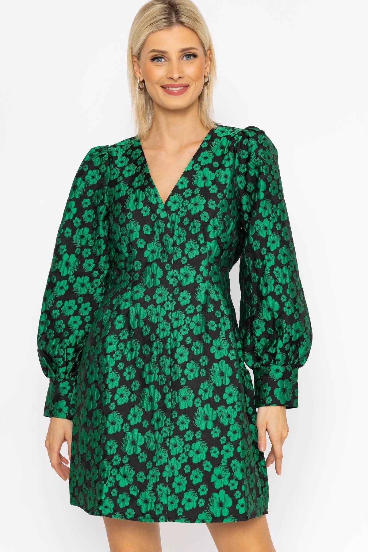 Josette Jacquard Dress in Green Print