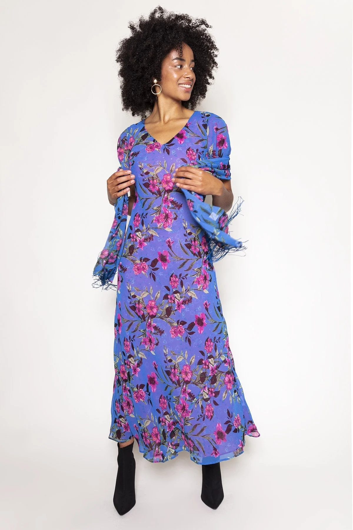 Reversible Print Dress in Blue and Pink