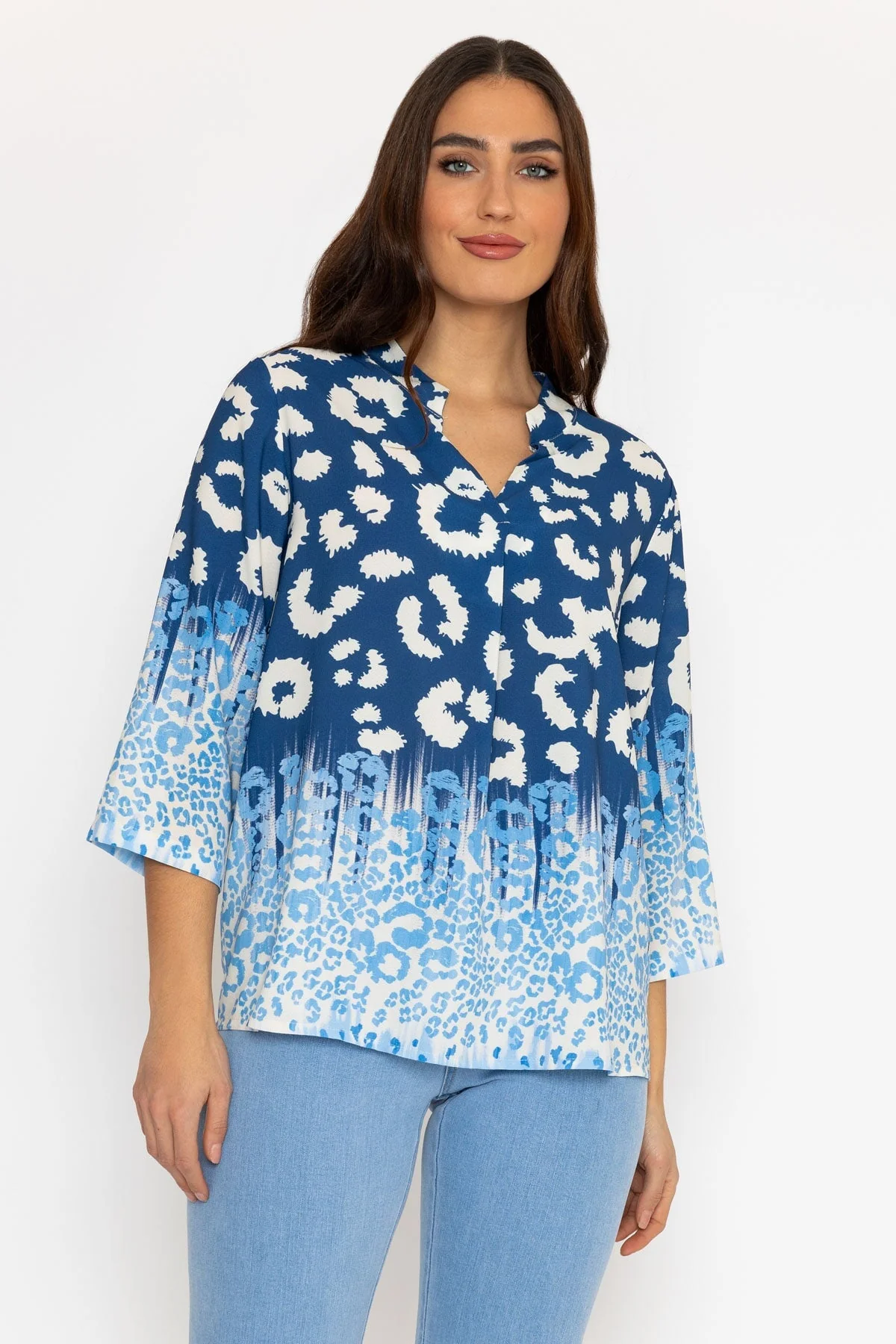 Olivia Top in Blue Print