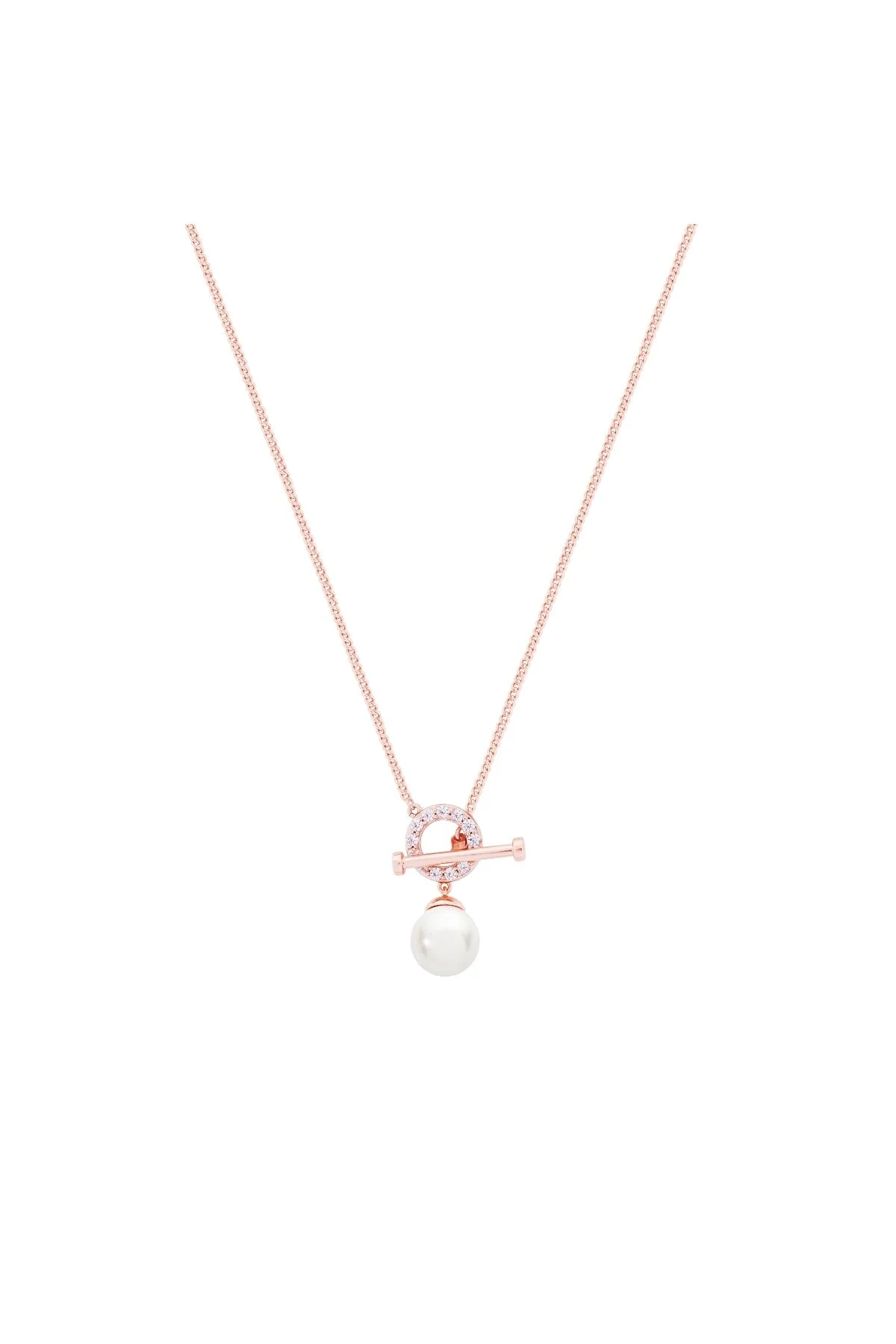 Circle T-Bar Necklace in Rose Gold
