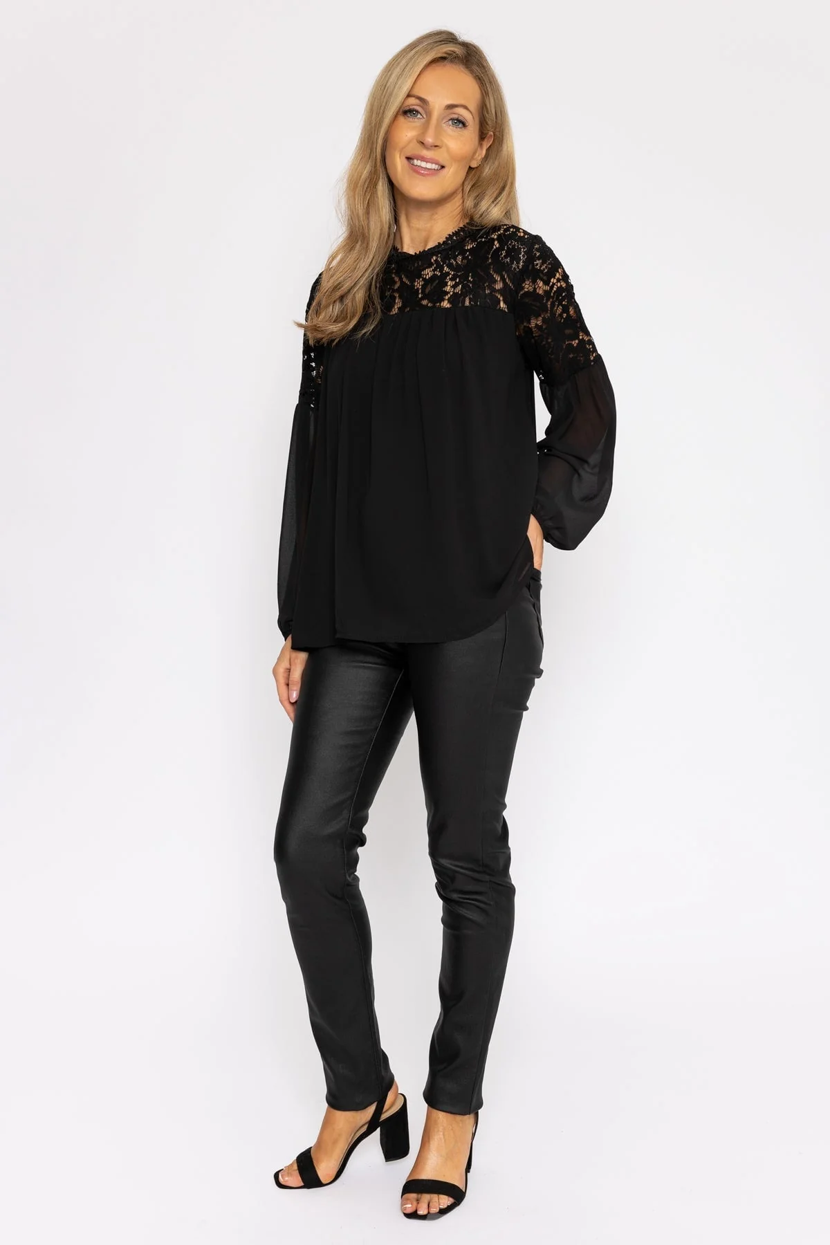 Lace Sleeve Blouse in Black